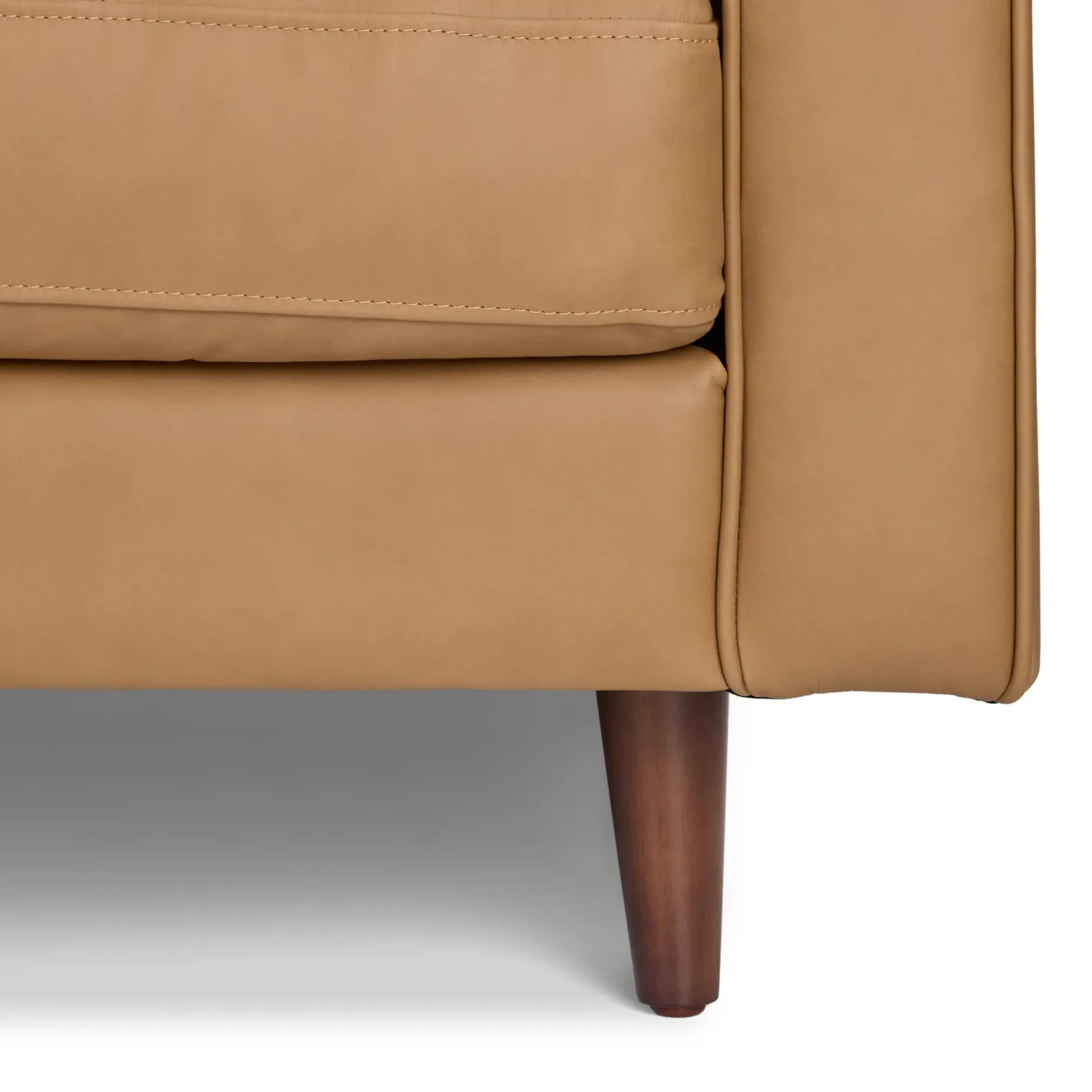 Sven 91" Tufted Leather Corner Sectional - Charme Tan