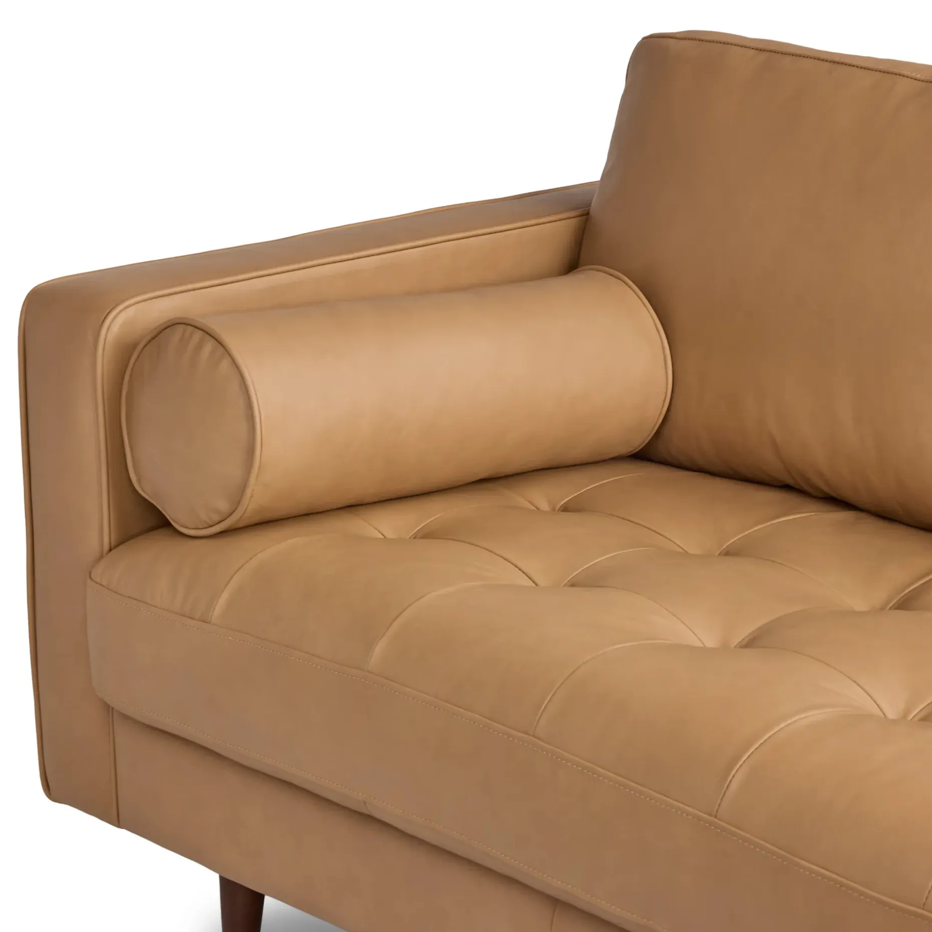 Sven 91" Tufted Leather Corner Sectional - Charme Tan