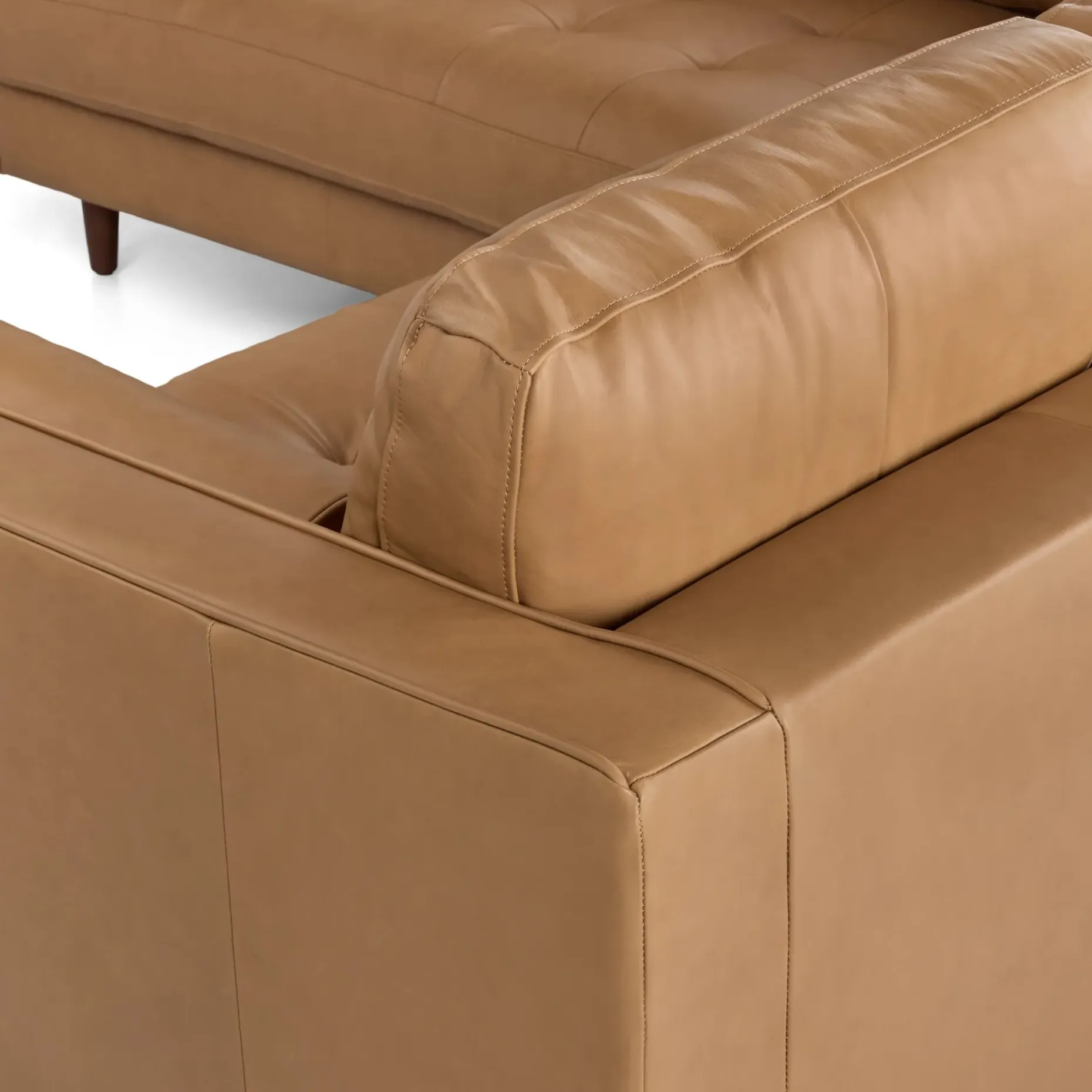 Sven 91" Tufted Leather Corner Sectional - Charme Tan
