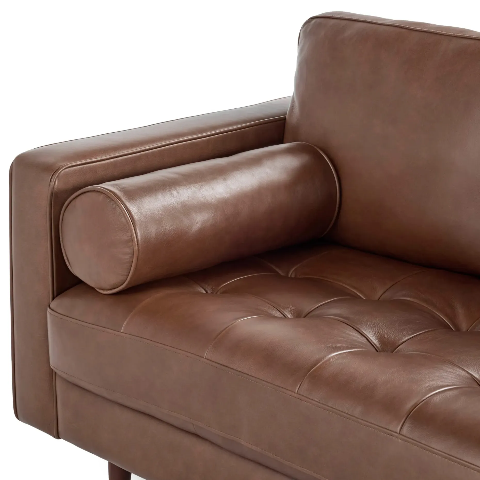 Sven 91" Tufted Leather Corner Sectional - Taos Brown