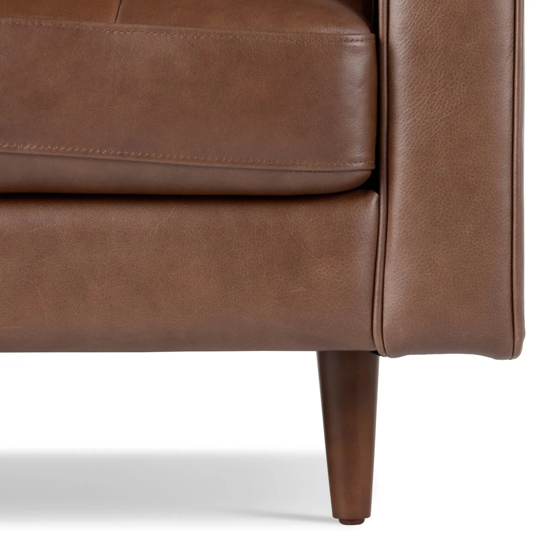 Sven 91" Tufted Leather Corner Sectional - Taos Brown