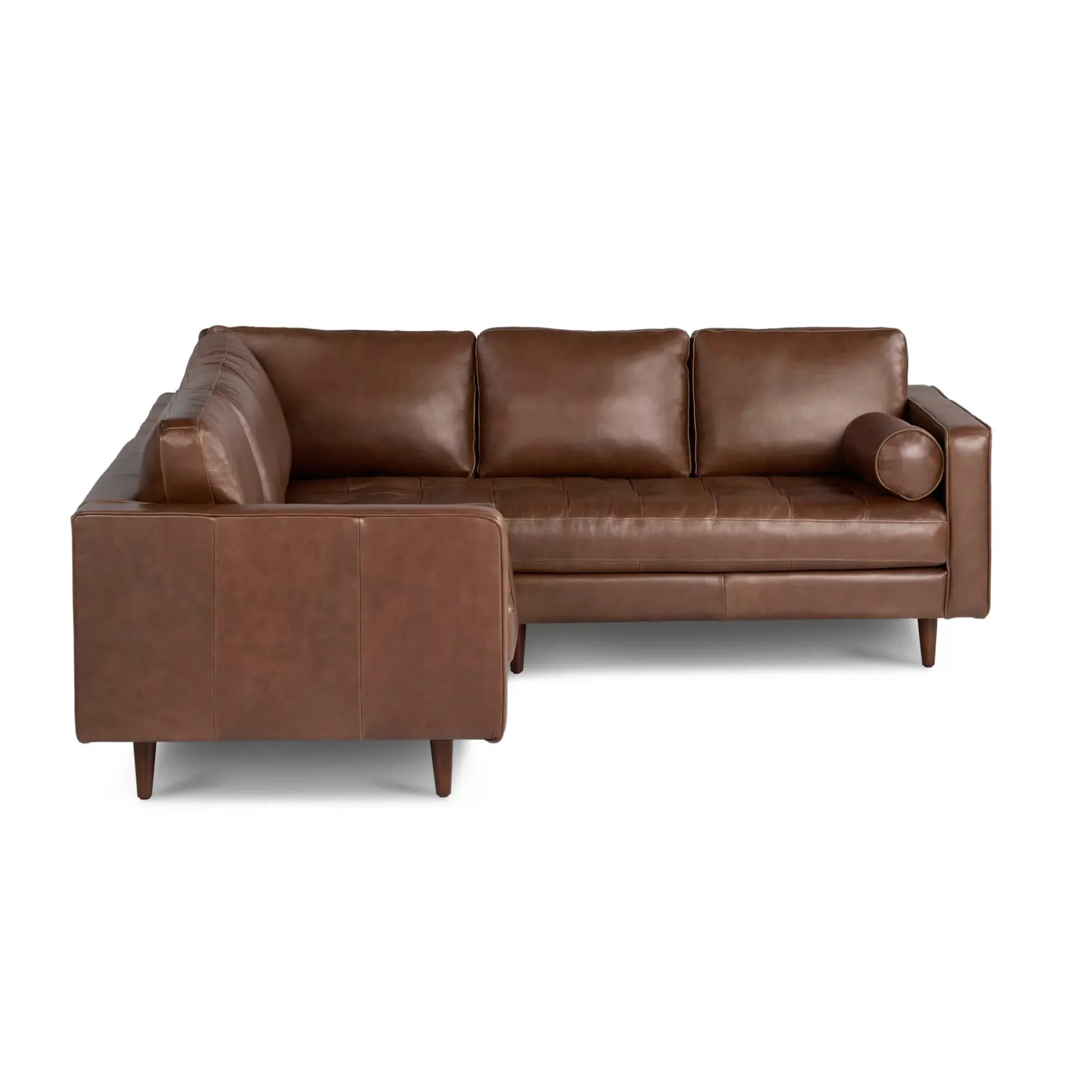 Sven 91" Tufted Leather Corner Sectional - Taos Brown