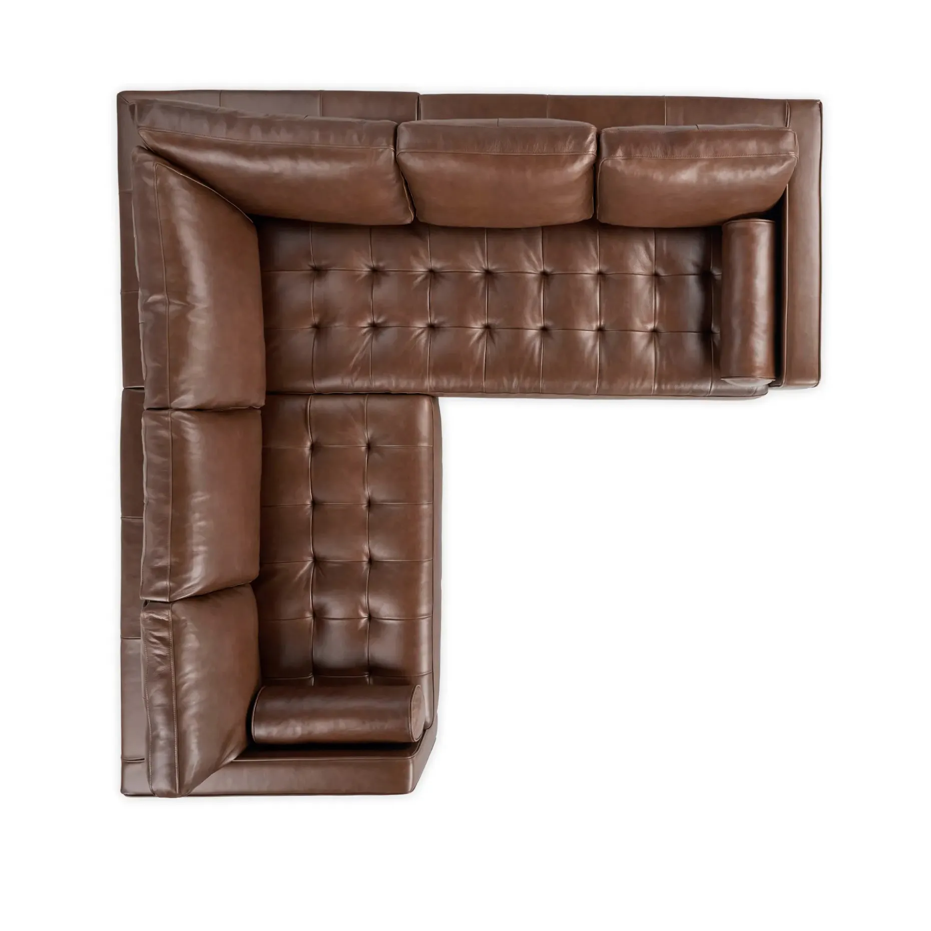 Sven 91" Tufted Leather Corner Sectional - Taos Brown