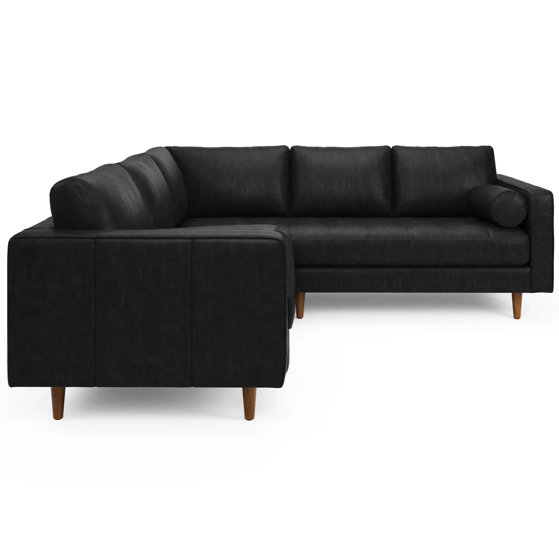 Sven 91" Tufted Leather Corner Sectional - Oxford Black