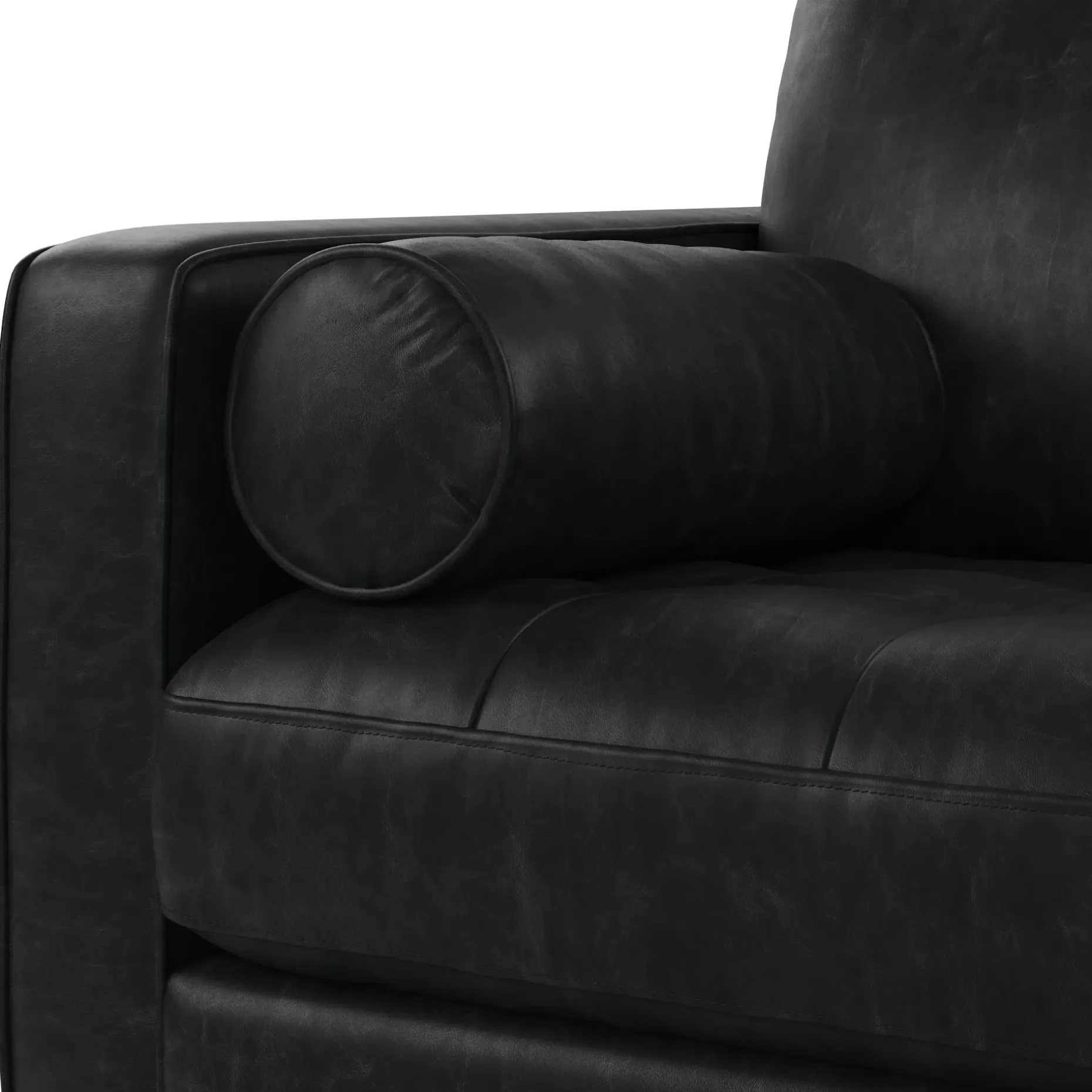 Sven 91" Tufted Leather Corner Sectional - Oxford Black