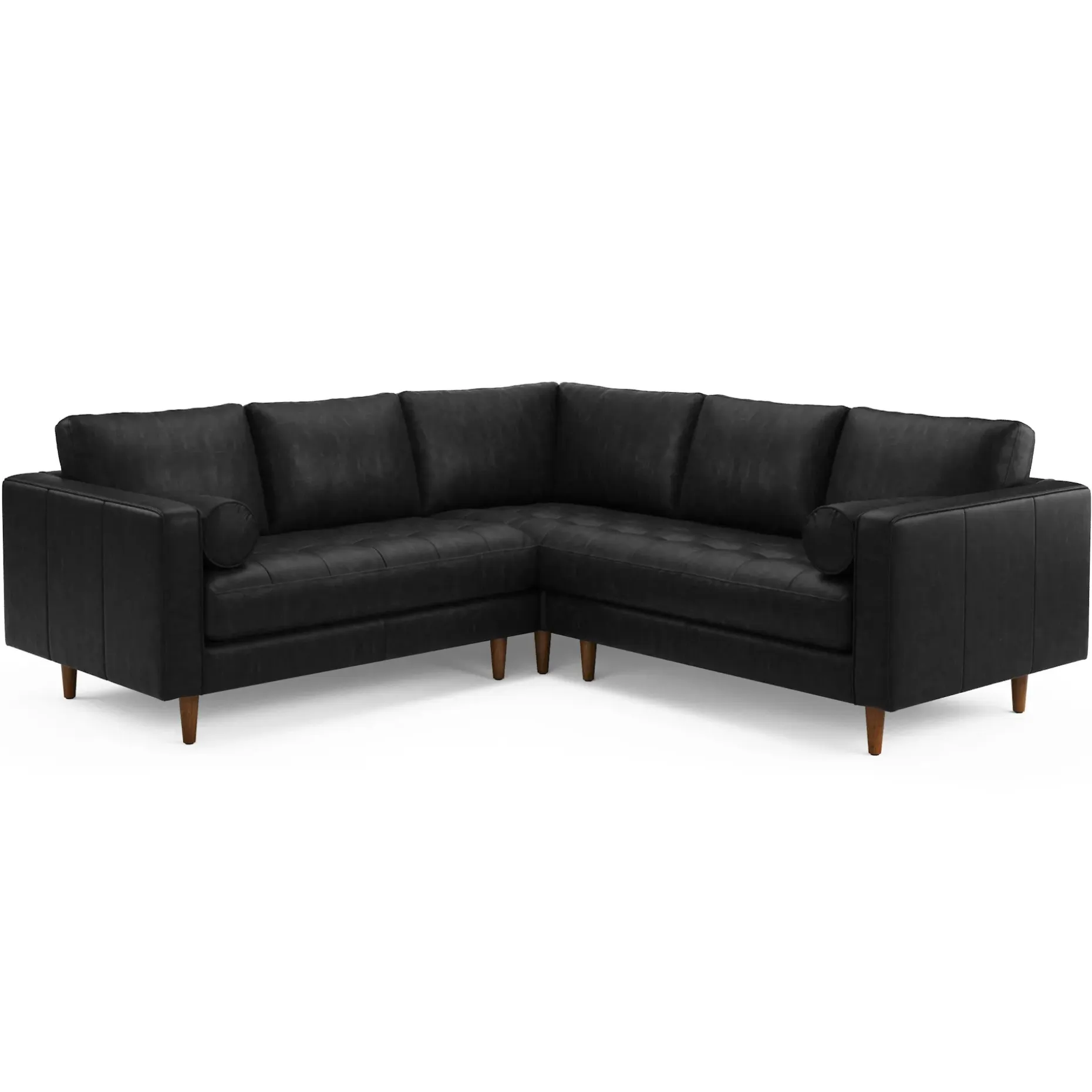 Sven 91" Tufted Leather Corner Sectional - Oxford Black
