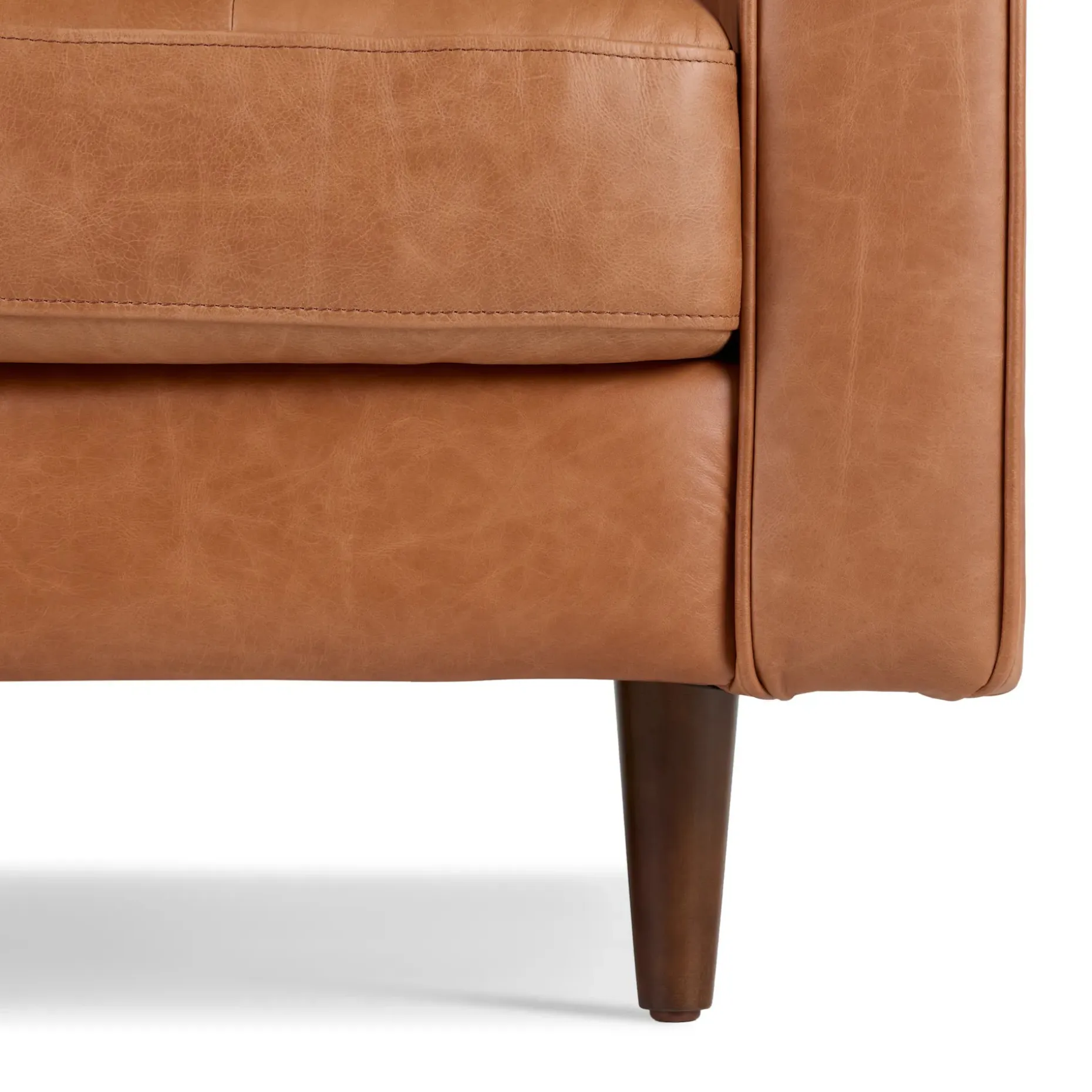 Sven 91" Tufted Leather Corner Sectional - Salerno Tan