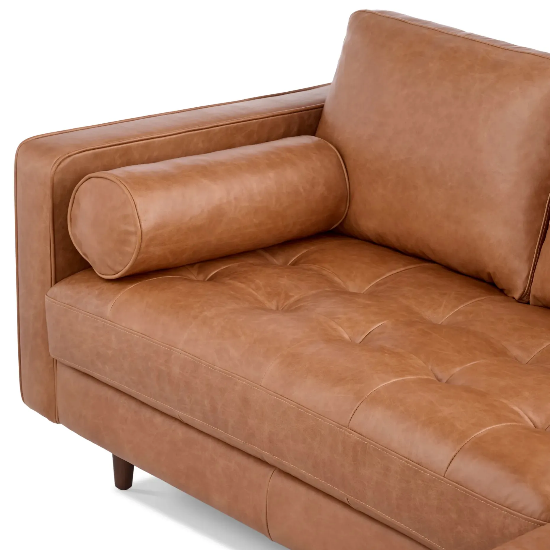 Sven 91" Tufted Leather Corner Sectional - Salerno Tan
