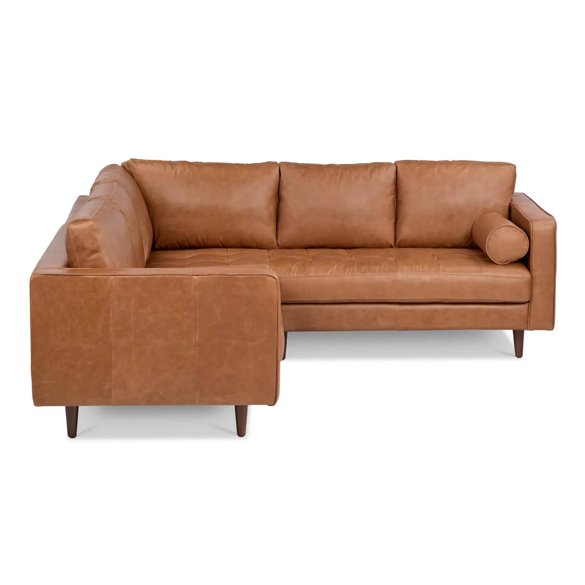 Sven 91" Tufted Leather Corner Sectional - Salerno Tan