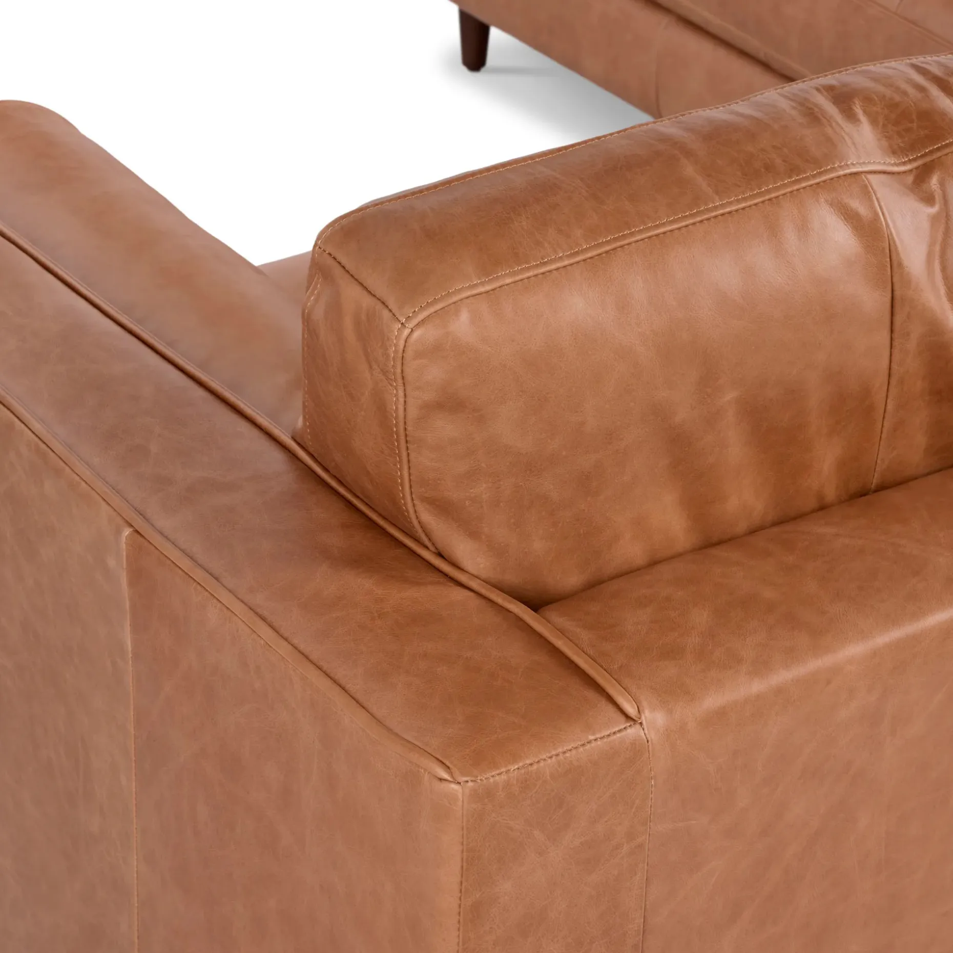 Sven 91" Tufted Leather Corner Sectional - Salerno Tan