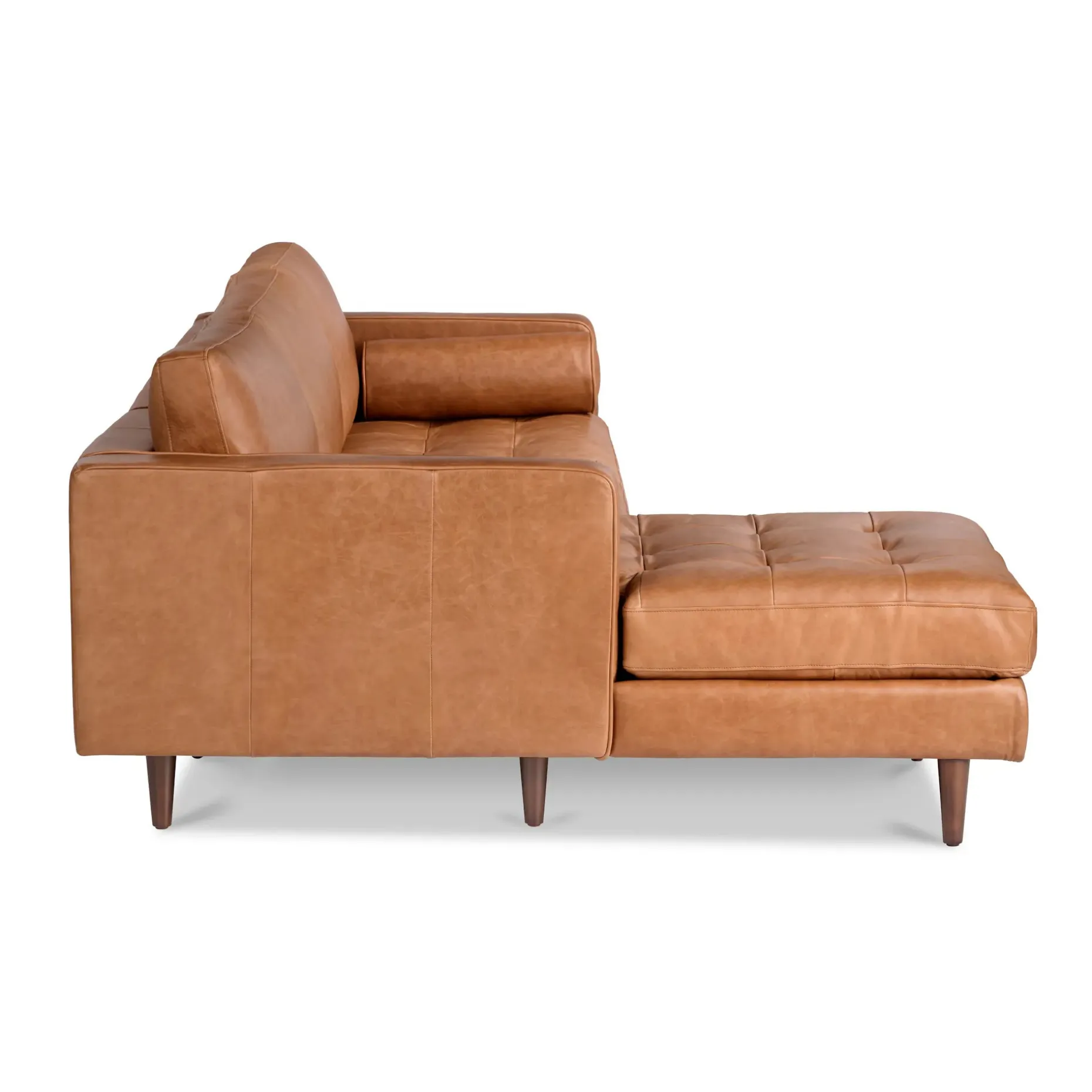 Sven 100" Tufted Leather Left Sectional - Salerno Tan