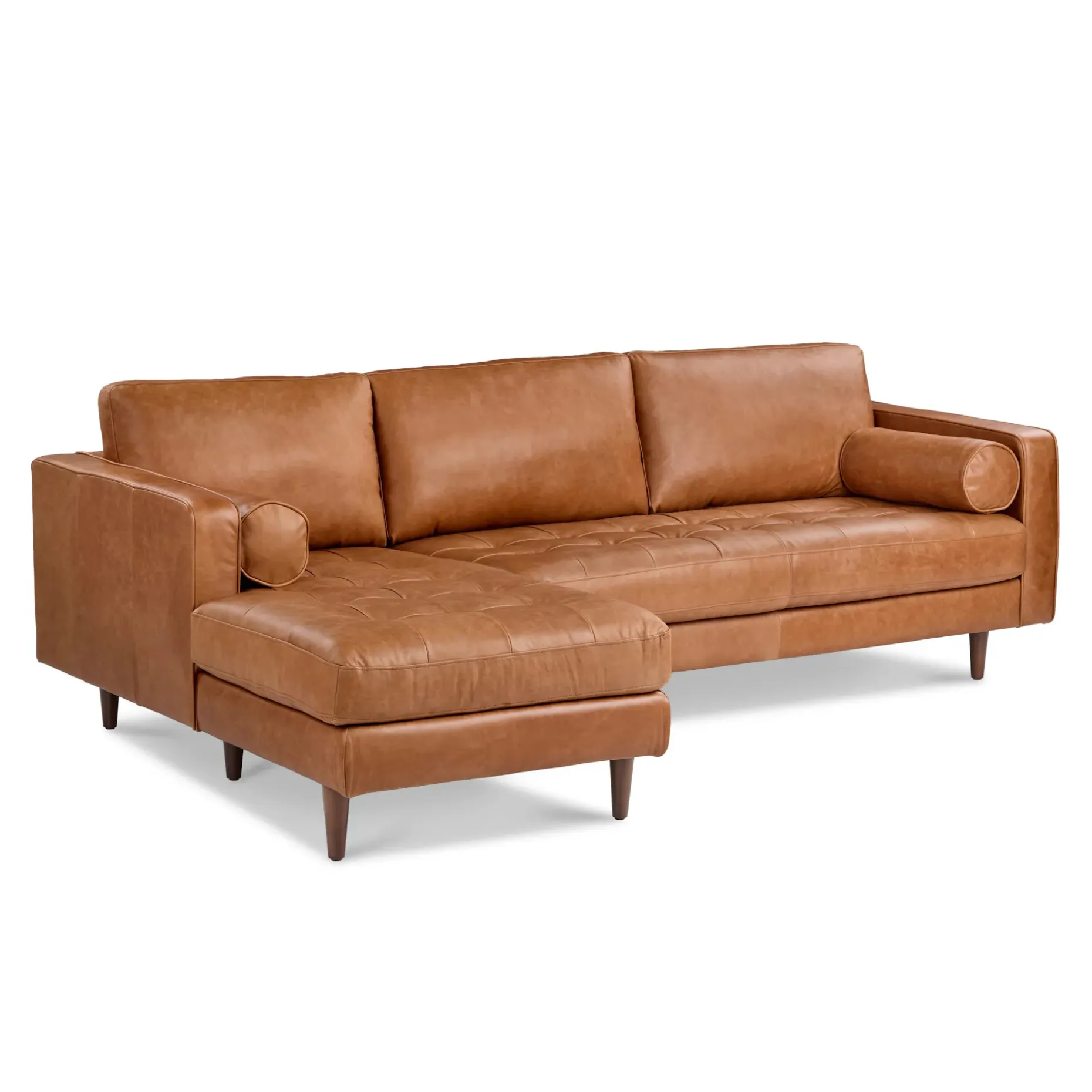 Sven 100" Tufted Leather Left Sectional - Salerno Tan