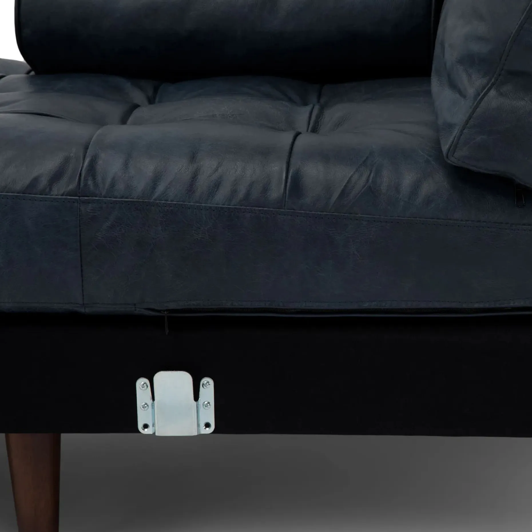 Sven 100" Tufted Leather Left Sectional - Oxford Blue