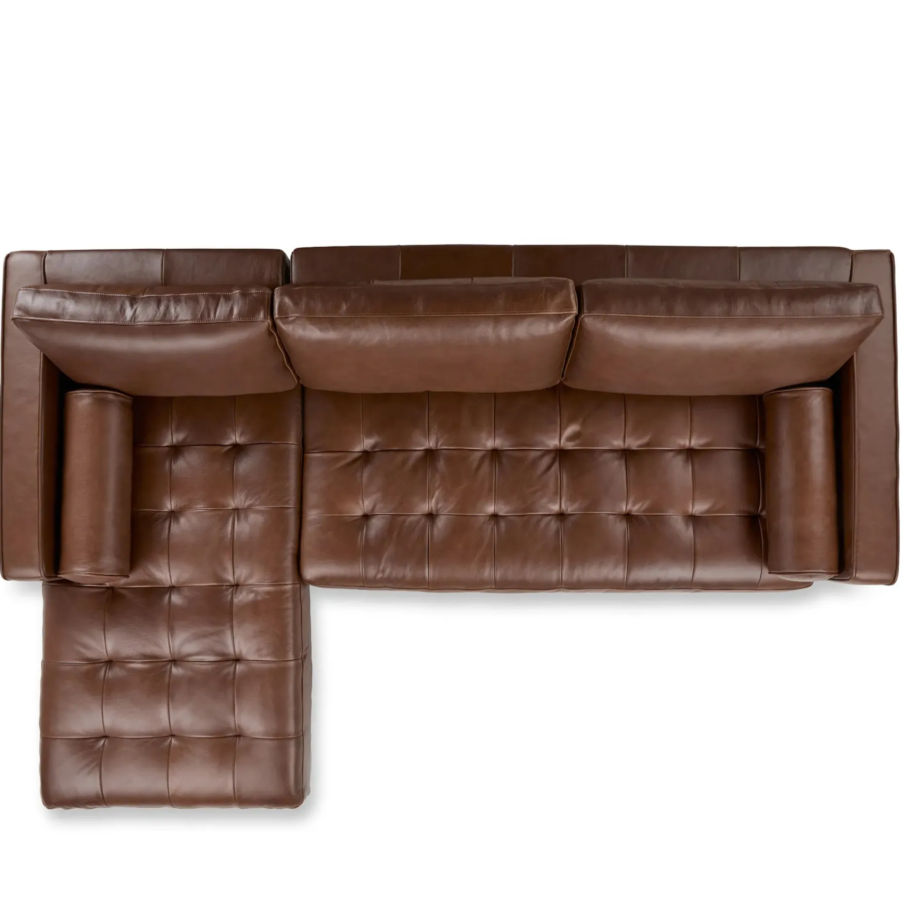 Sven 100" Tufted Leather Left Sectional - Taos Brown