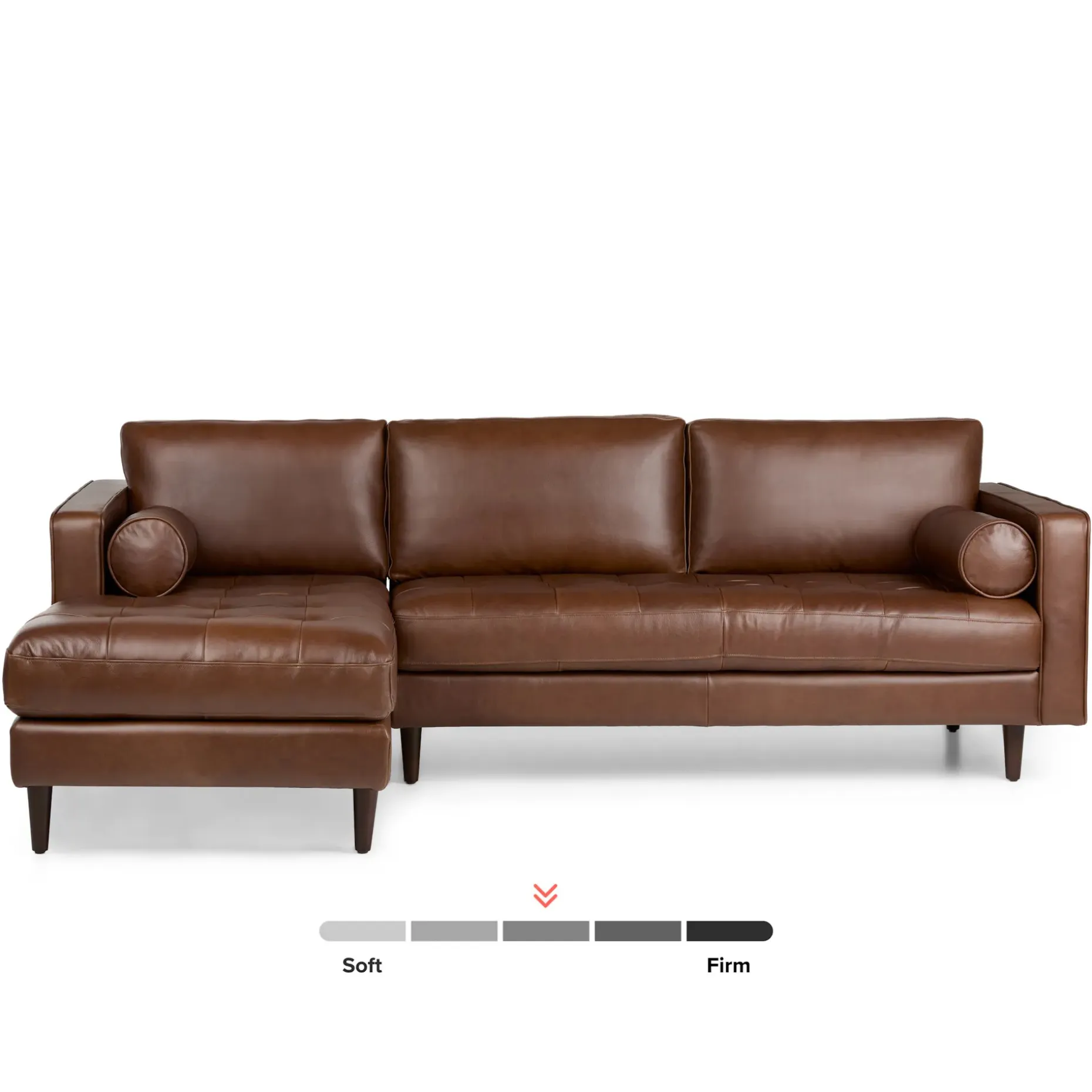 Sven 100" Tufted Leather Left Sectional - Taos Brown