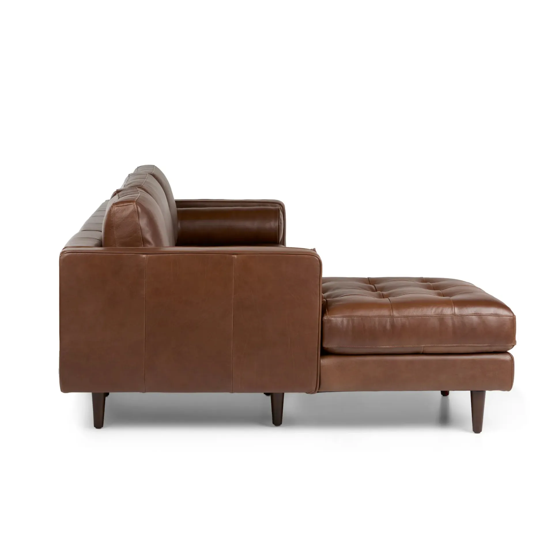 Sven 100" Tufted Leather Left Sectional - Taos Brown