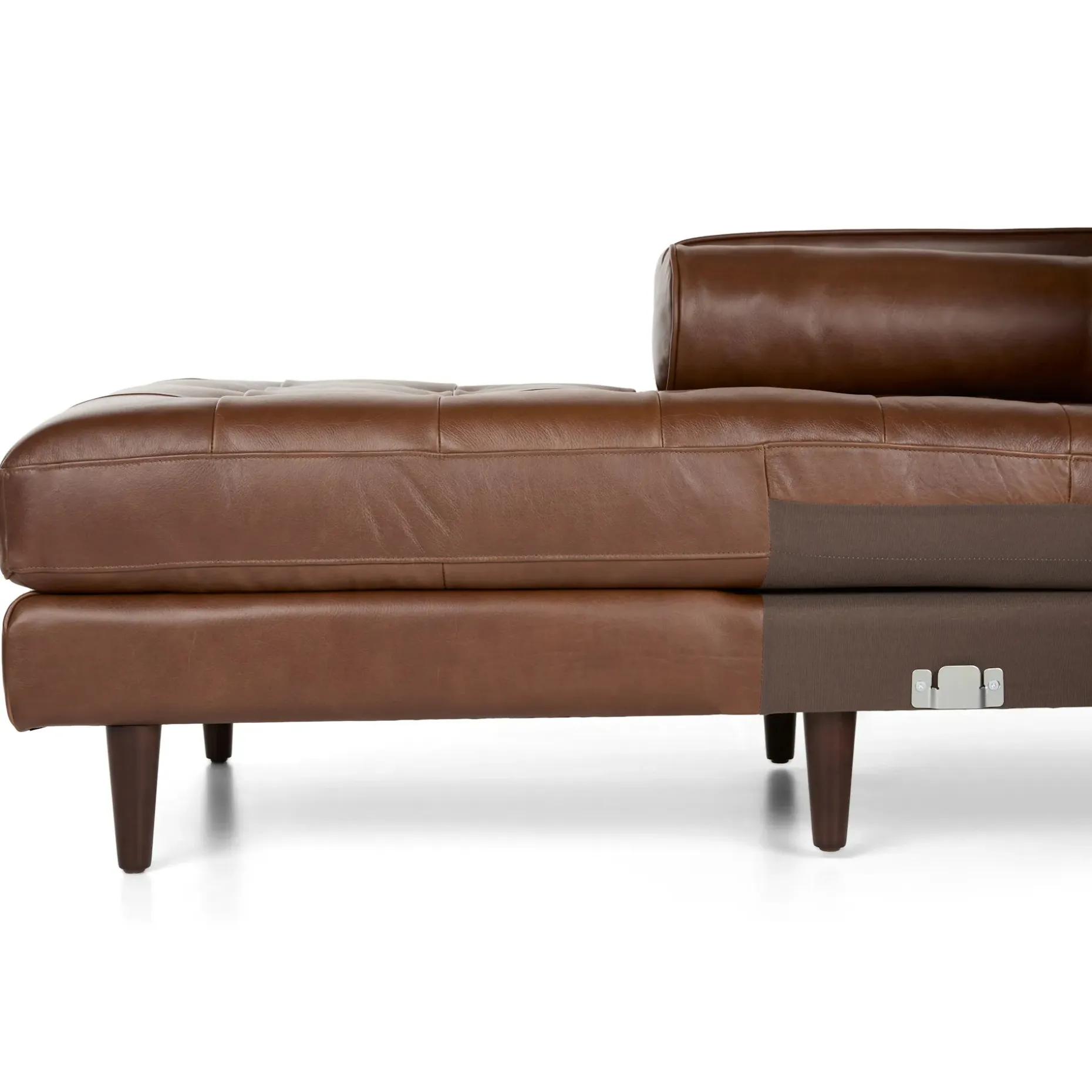 Sven 100" Tufted Leather Left Sectional - Taos Brown
