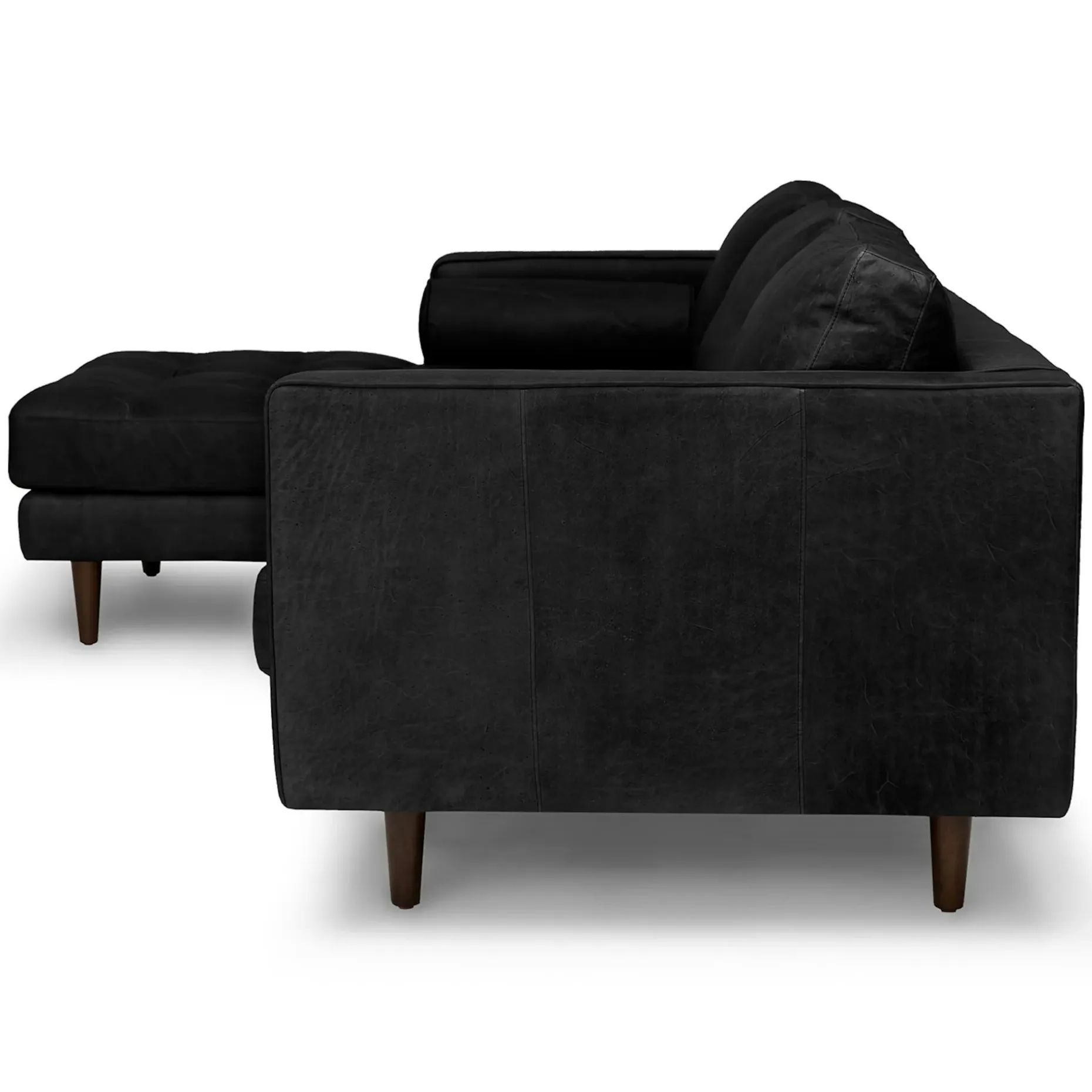 Sven 100" Tufted Leather Left Sectional - Oxford Black