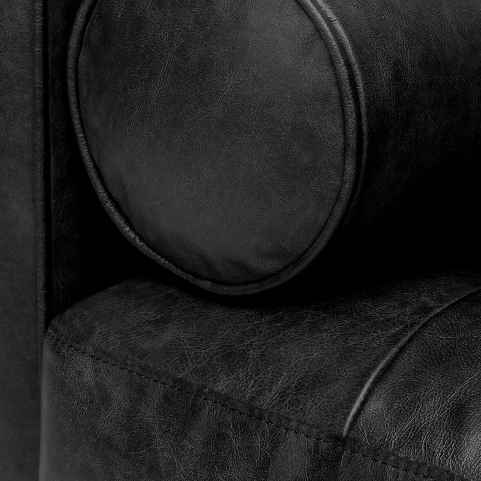 Sven 100" Tufted Leather Left Sectional - Oxford Black