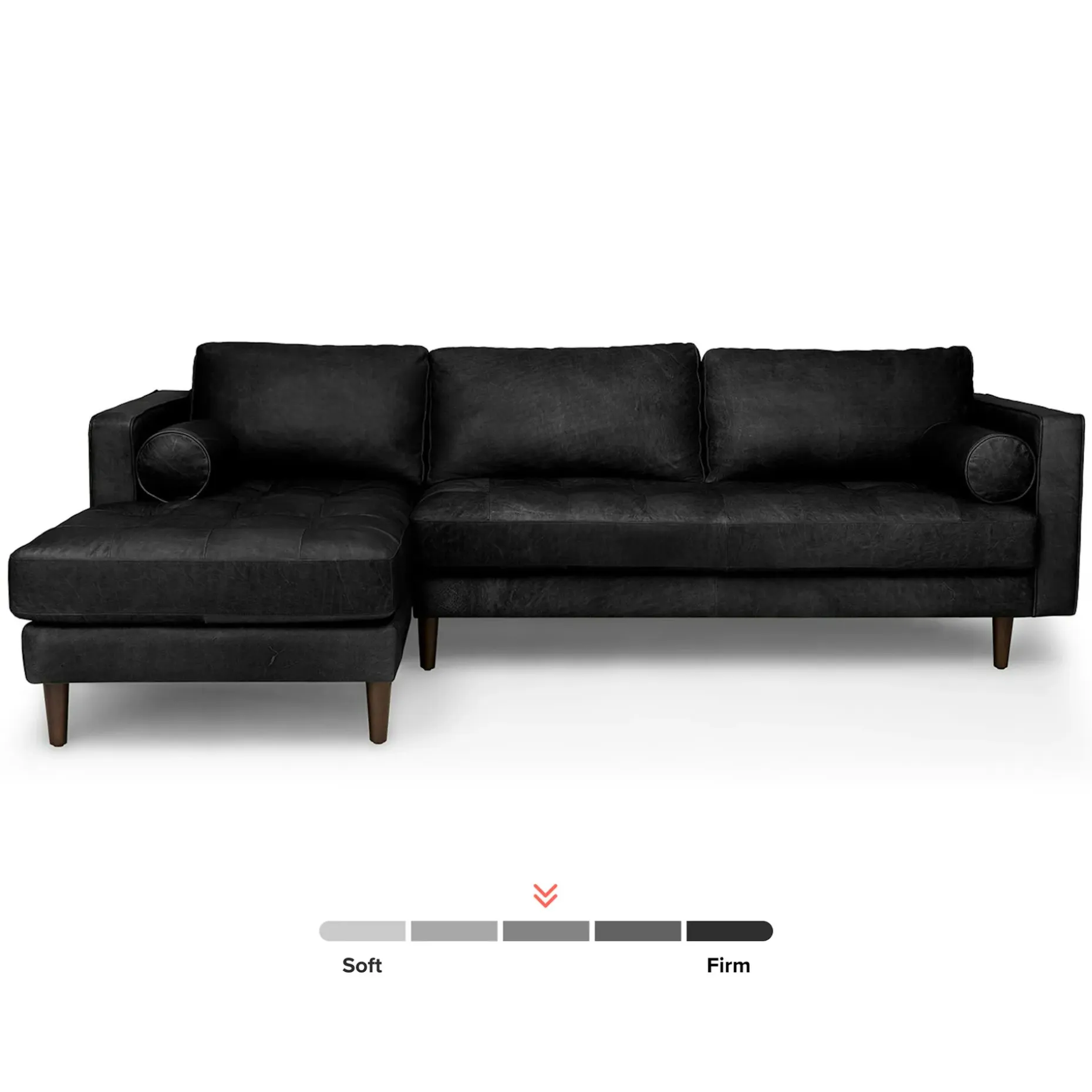 Sven 100" Tufted Leather Left Sectional - Oxford Black