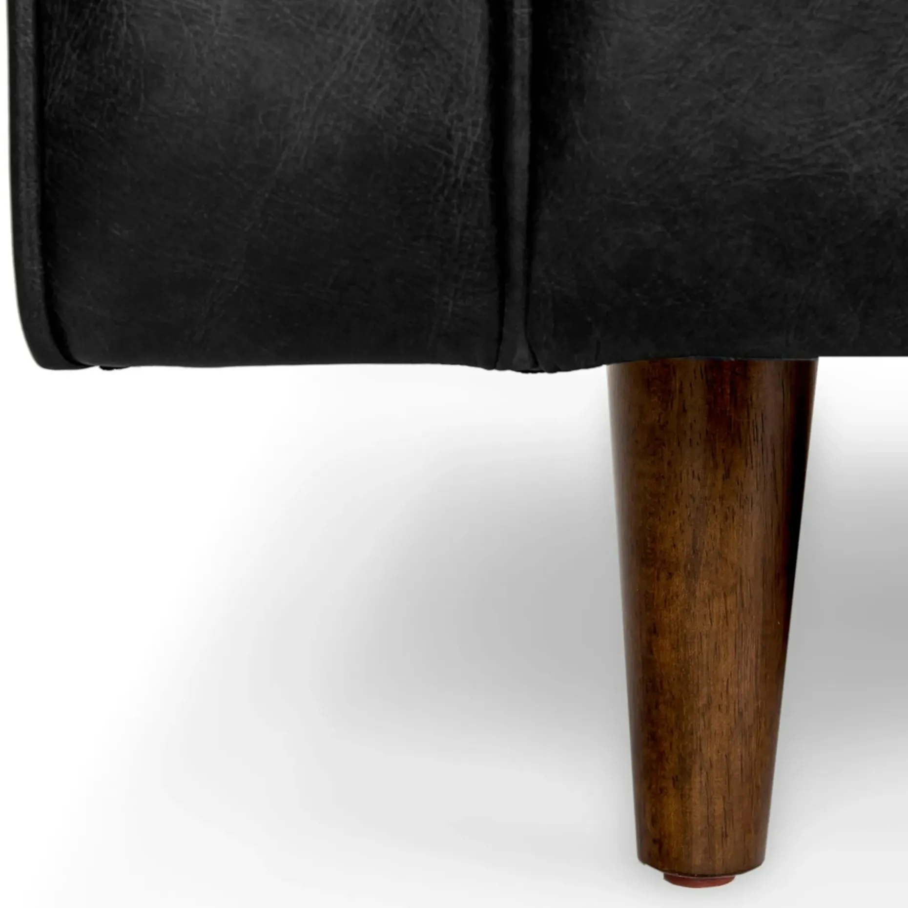Sven 100" Tufted Leather Left Sectional - Oxford Black