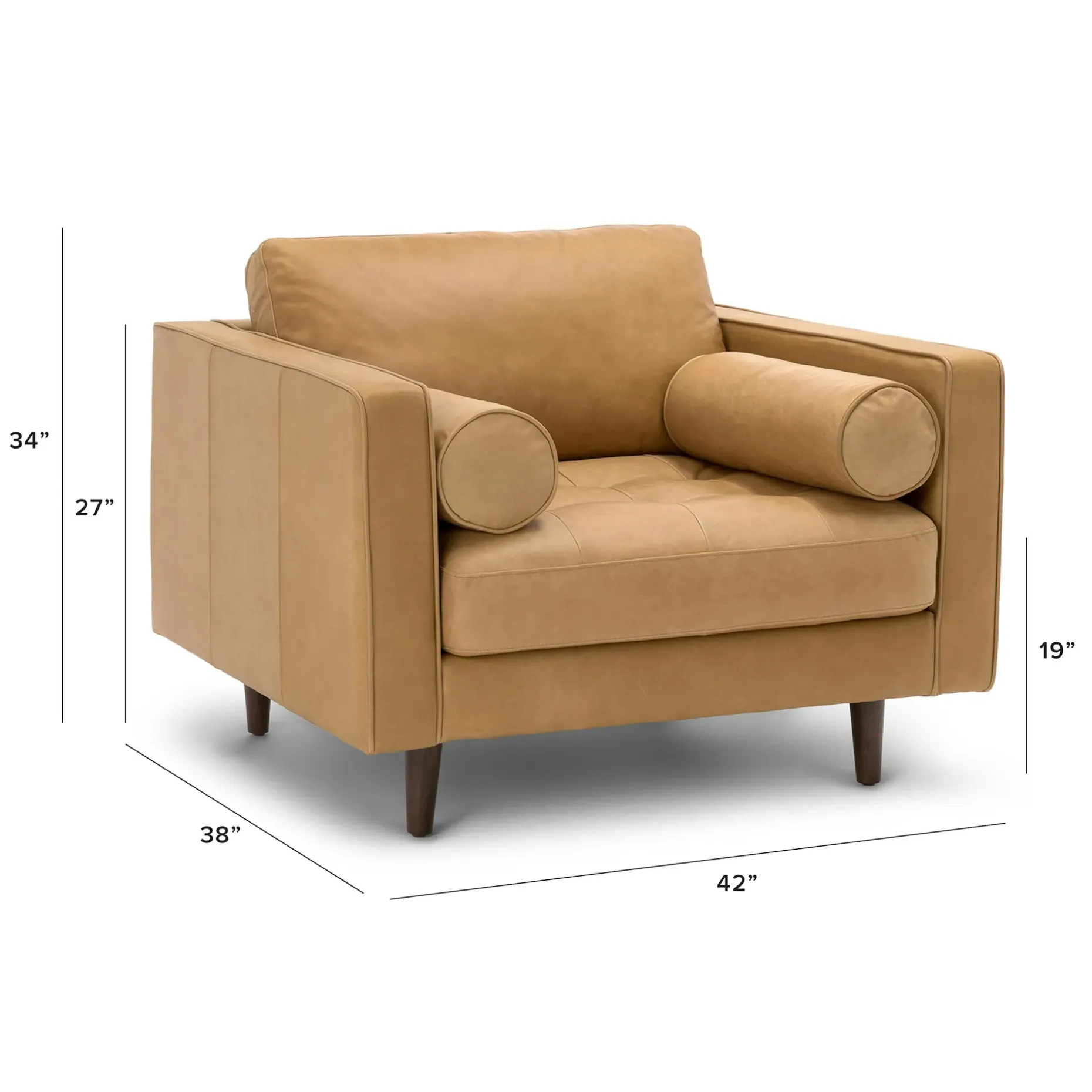 Sven 42" Tufted Leather Lounge Chair - Charme Tan