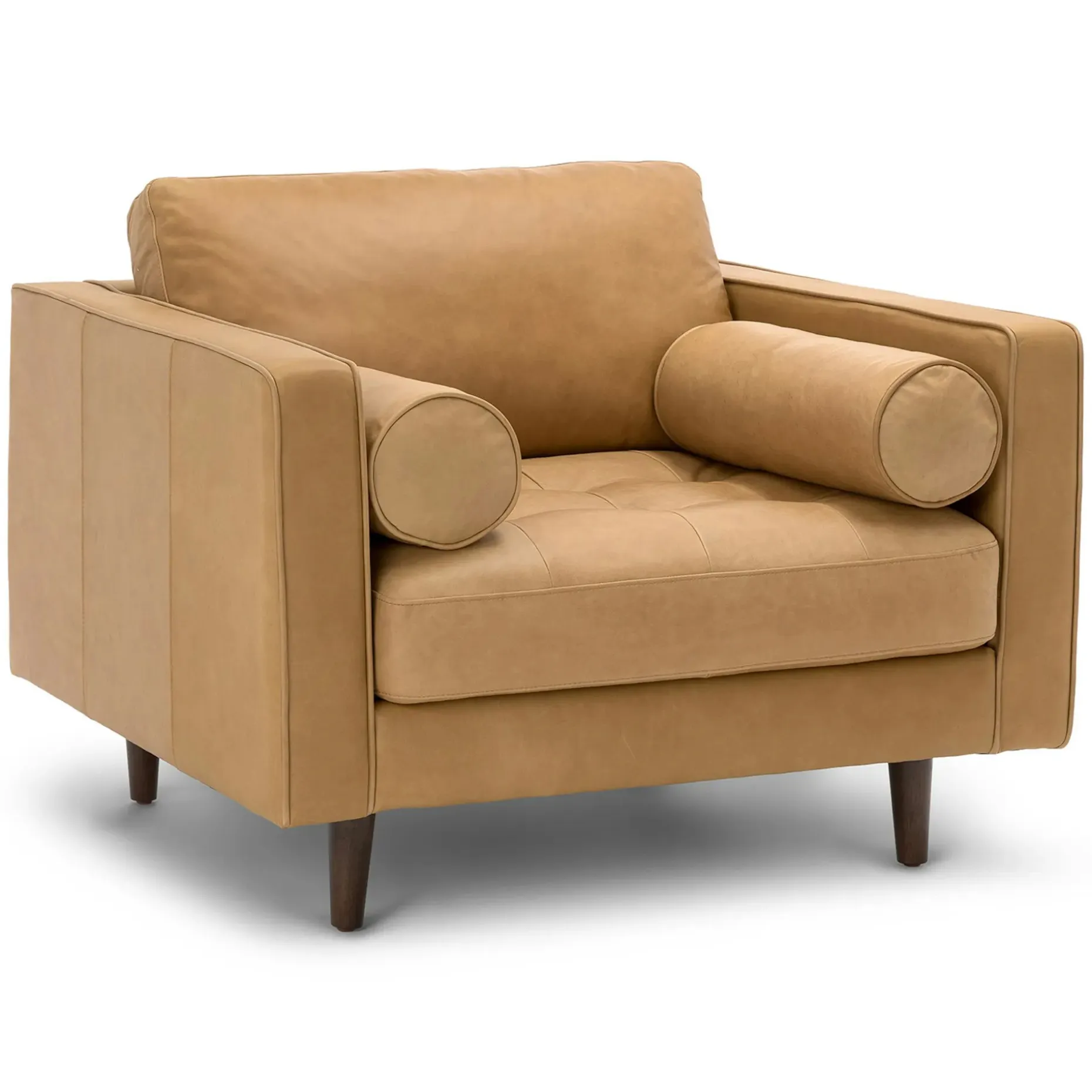 Sven 42" Tufted Leather Lounge Chair - Charme Tan