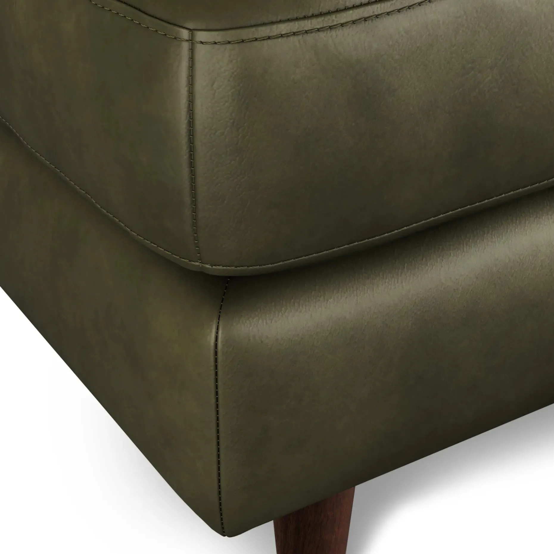 Sven 30" Tufted Leather Ottoman - Charme Green