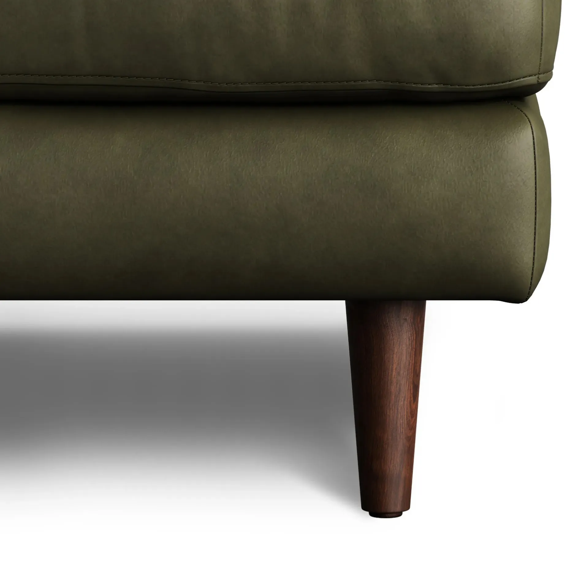 Sven 30" Tufted Leather Ottoman - Charme Green
