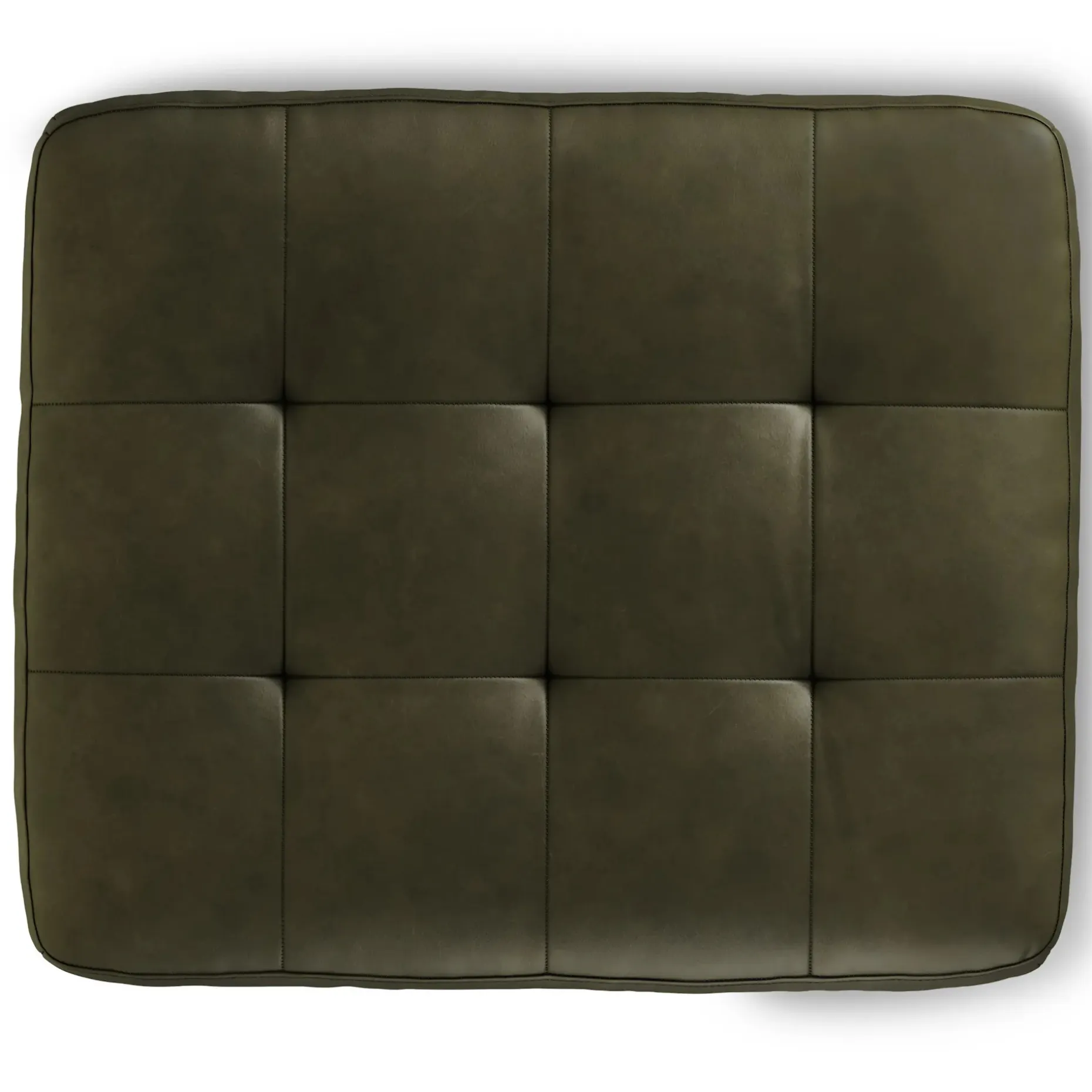 Sven 30" Tufted Leather Ottoman - Charme Green