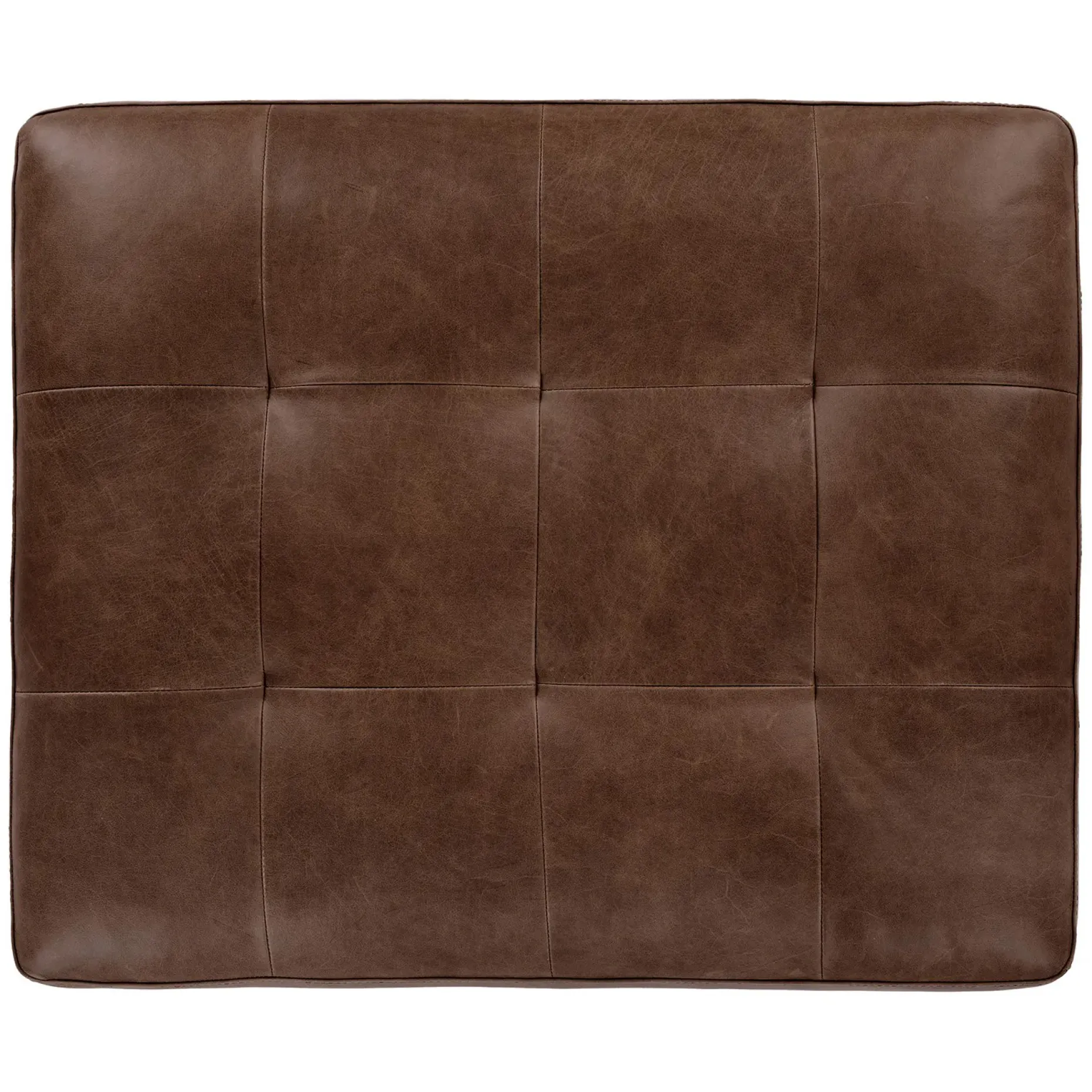 Sven 30" Tufted Leather Ottoman - Charme Chocolat