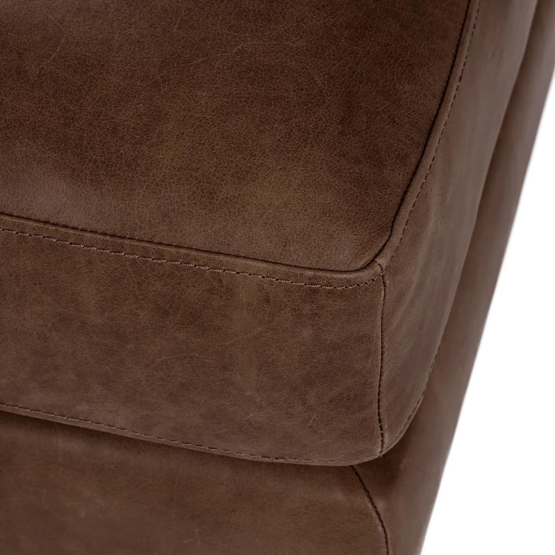 Sven 30" Tufted Leather Ottoman - Charme Chocolat