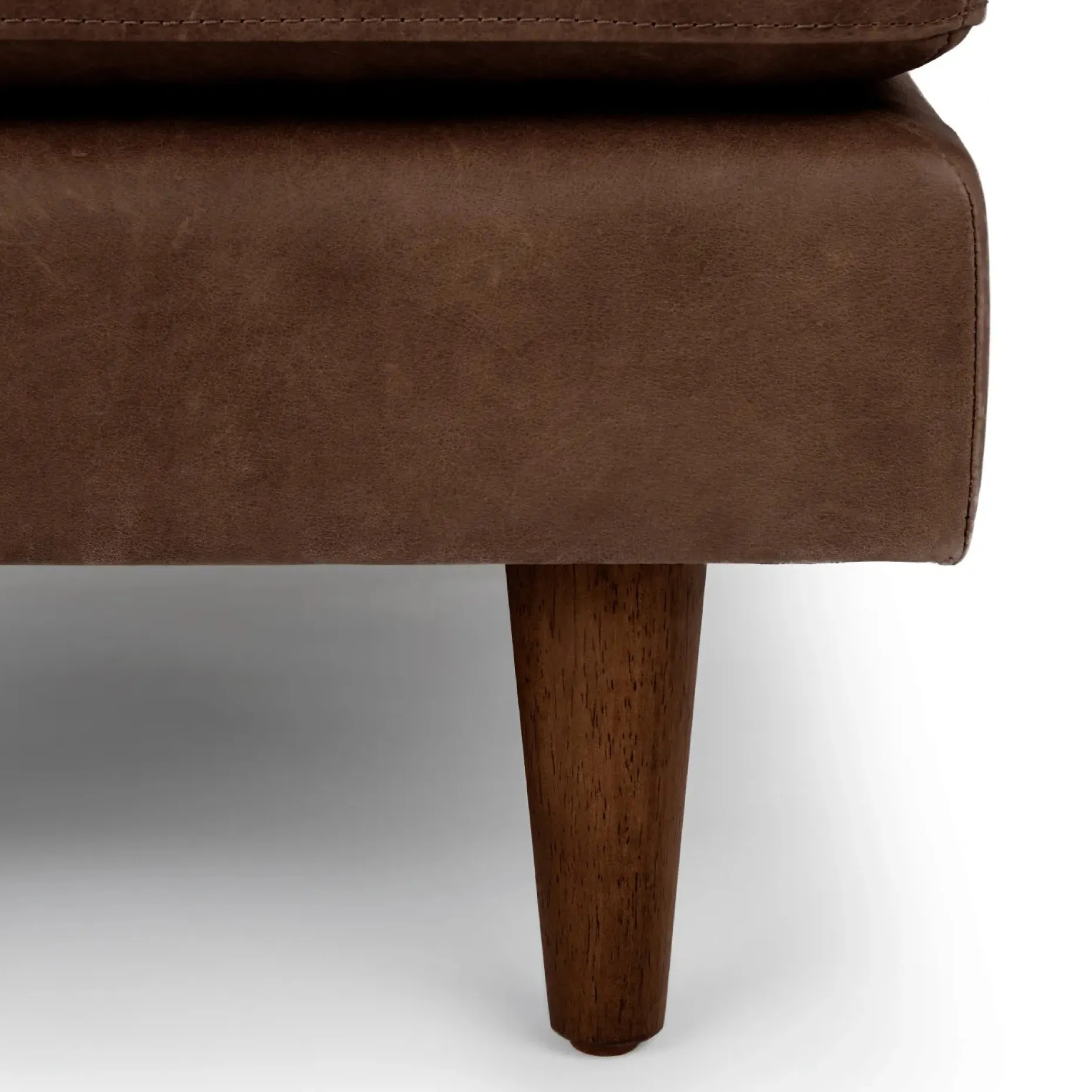 Sven 30" Tufted Leather Ottoman - Charme Chocolat