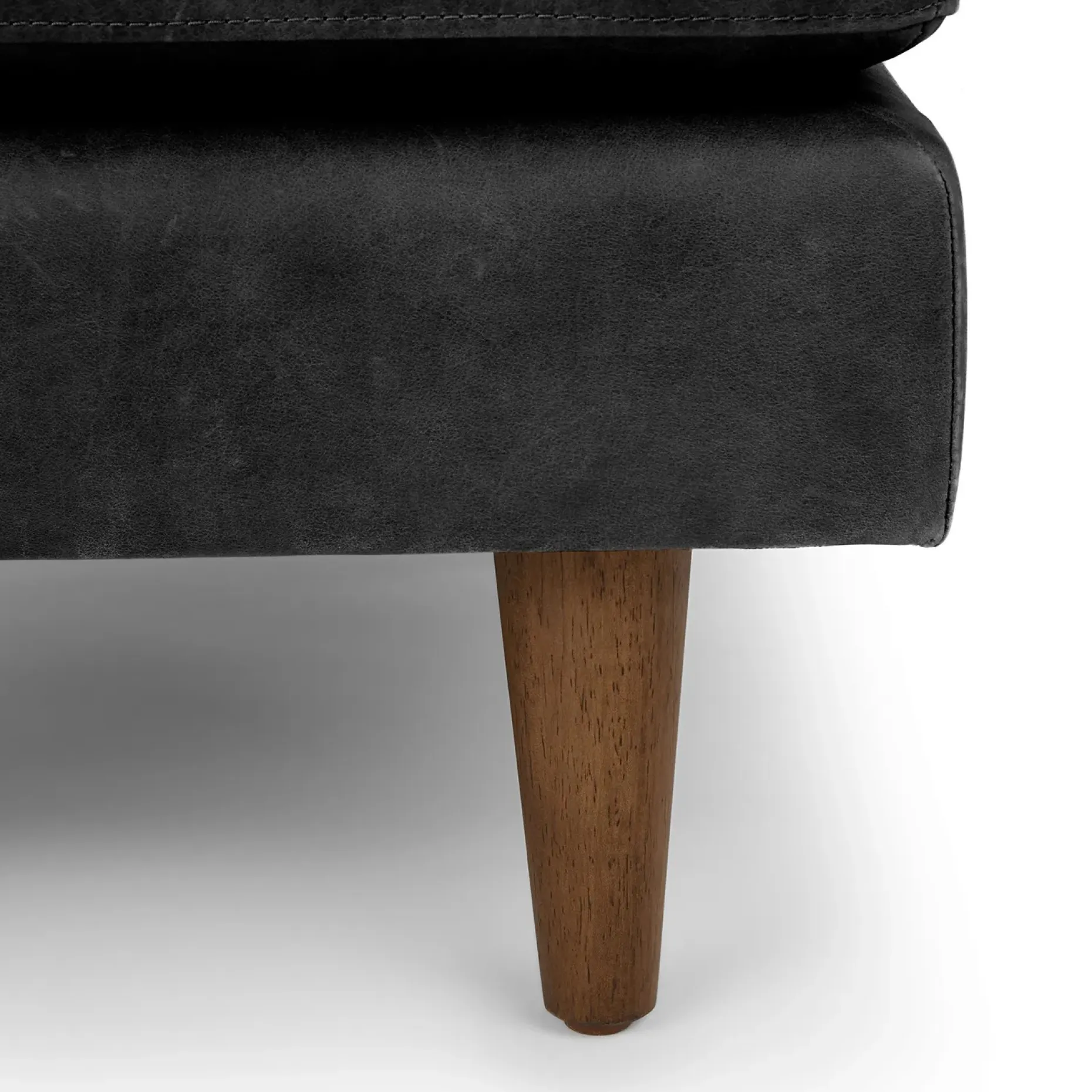 Sven 30" Tufted Leather Ottoman - Oxford Black
