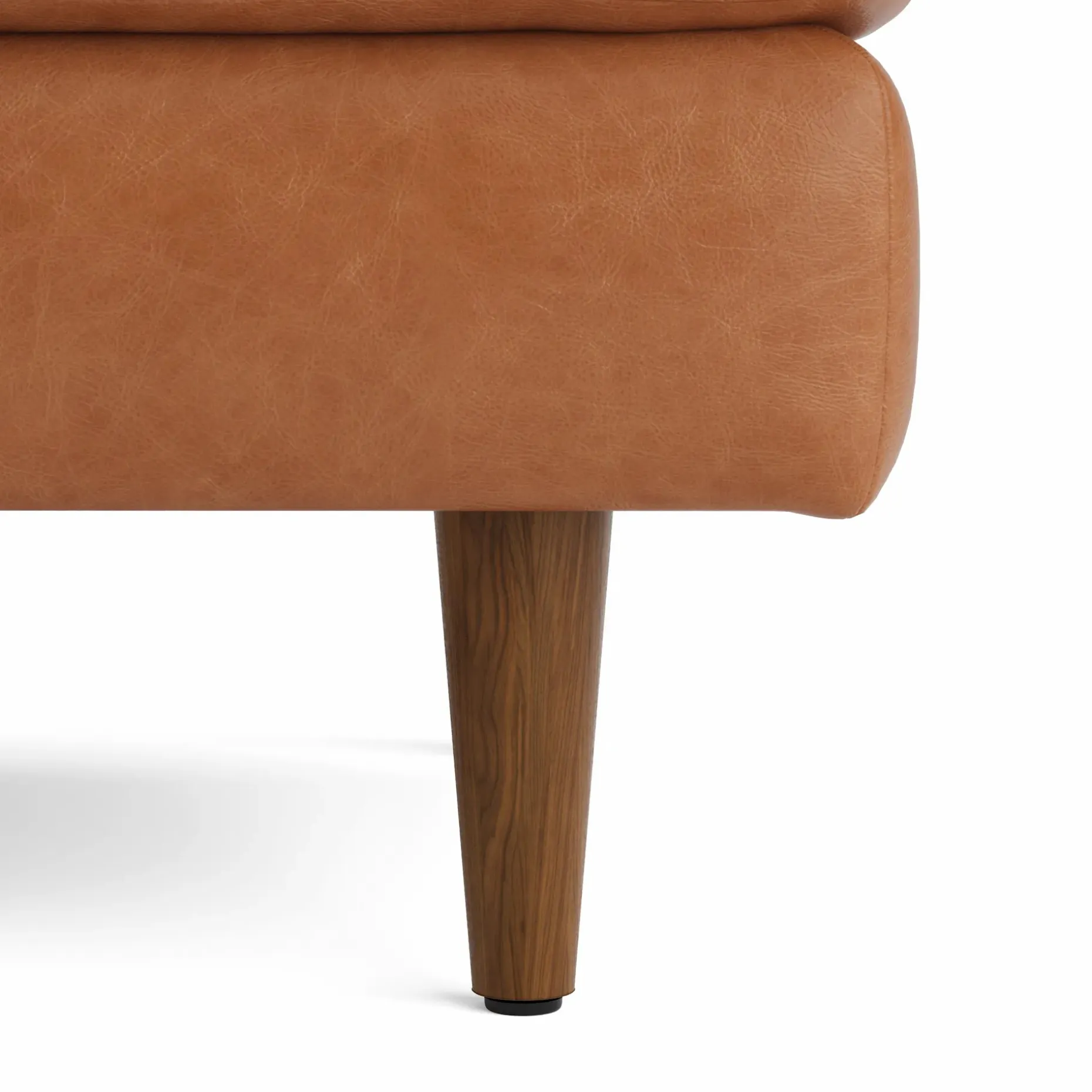 Sven 30" Tufted Leather Ottoman - Salerno Tan