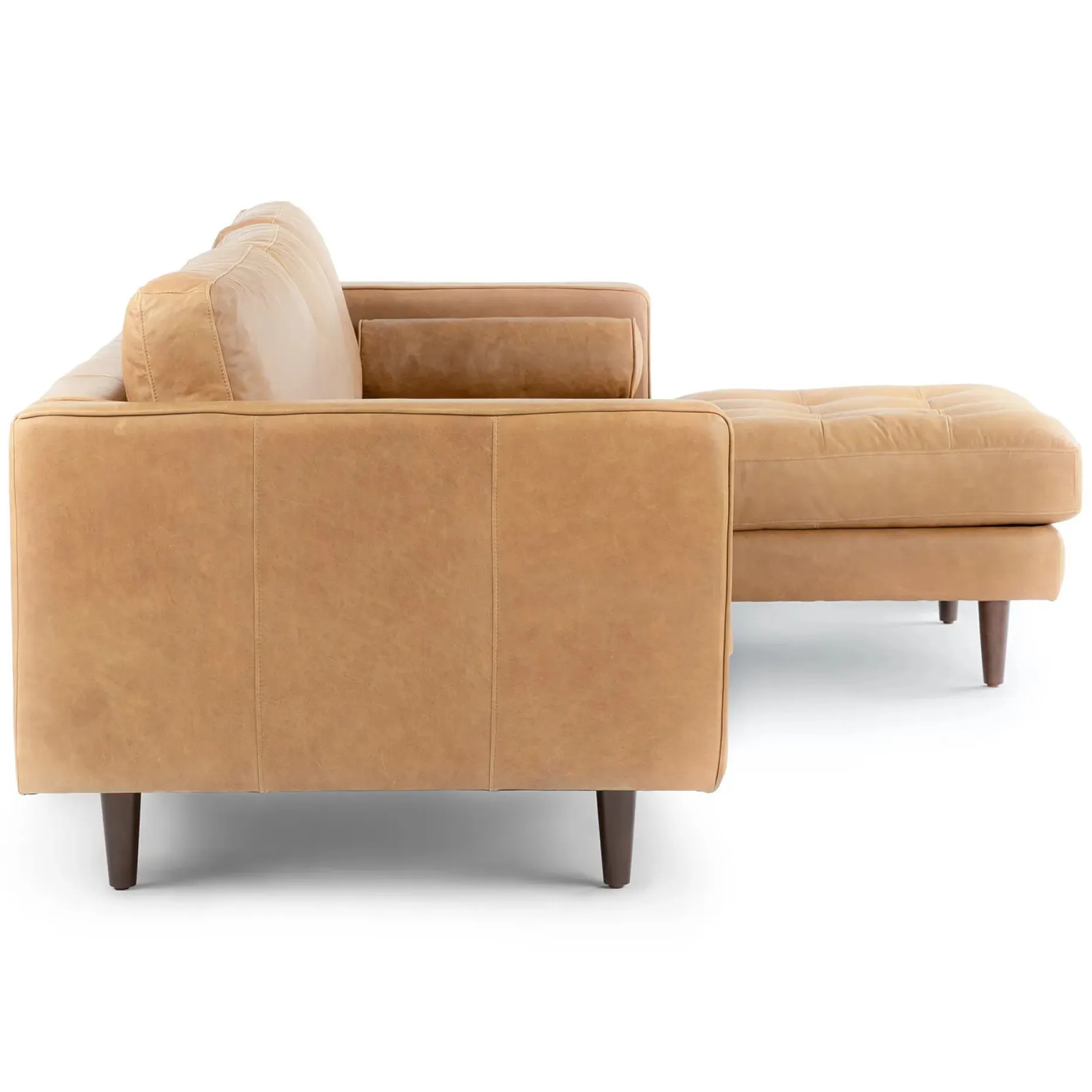Sven 100" Tufted Leather Right Sectional - Charme Tan