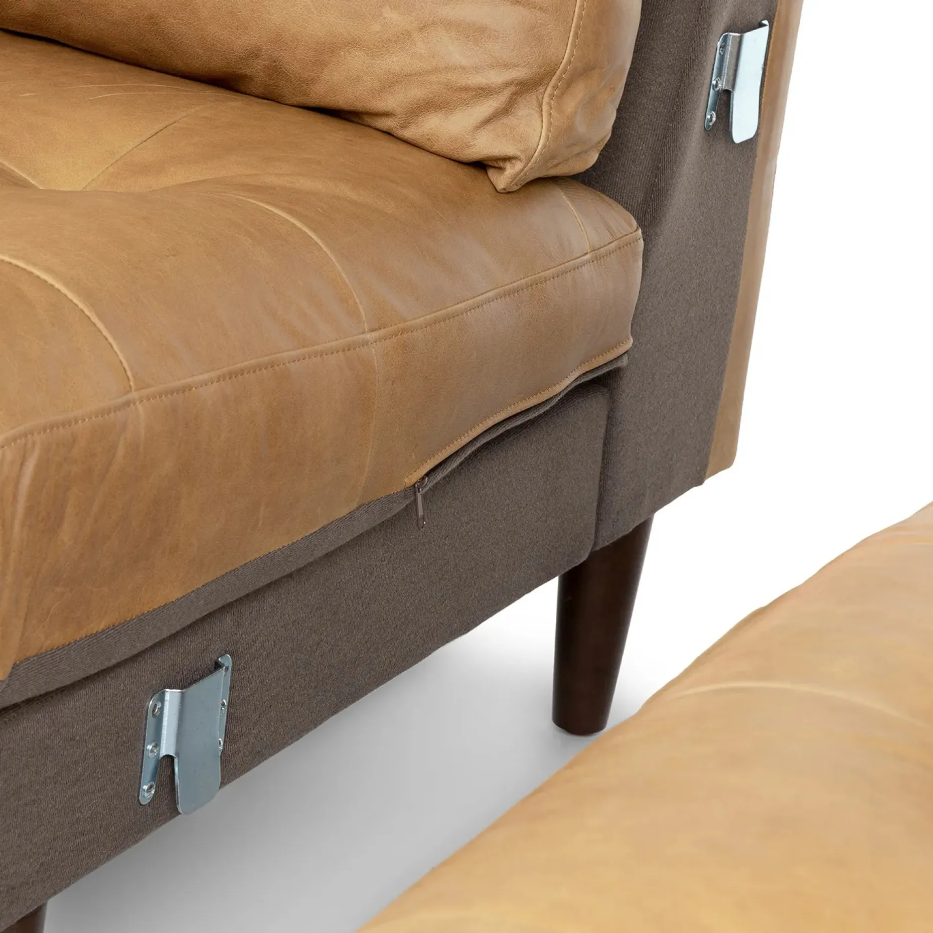 Sven 100" Tufted Leather Right Sectional - Charme Tan