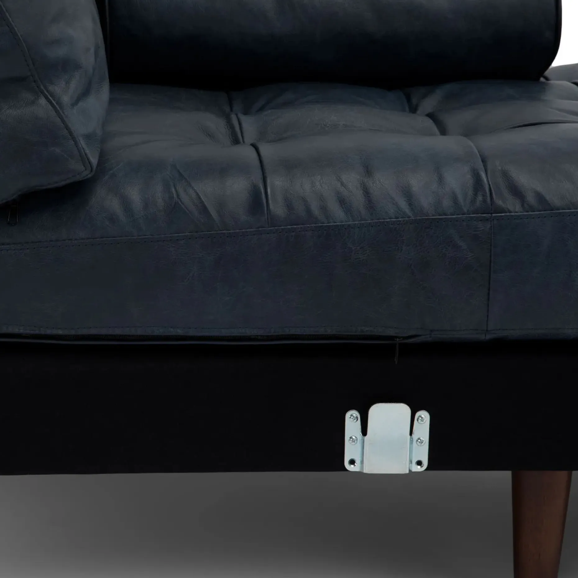 Sven 100" Tufted Leather Right Sectional - Oxford Blue