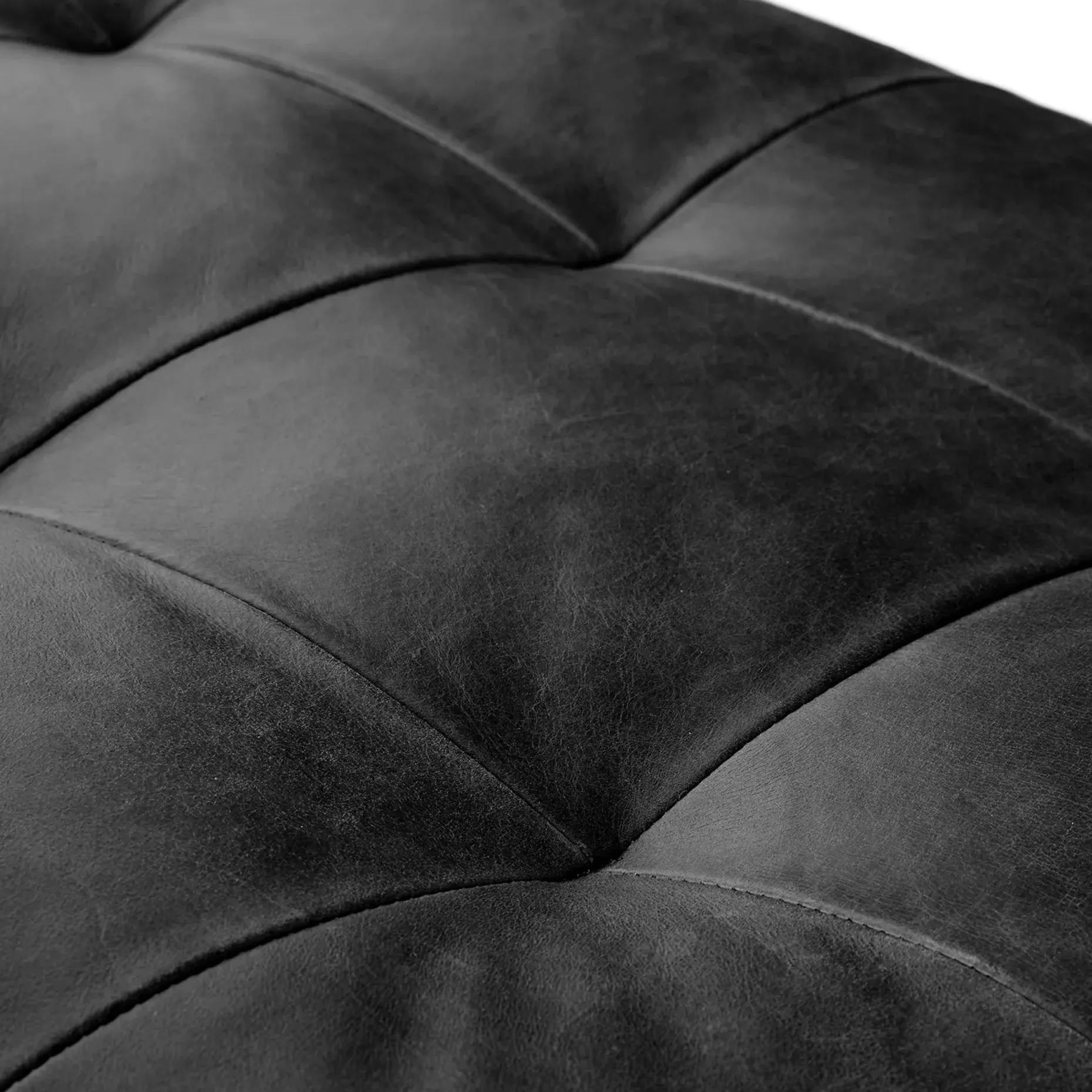 Sven 100" Tufted Leather Right Sectional - Oxford Black