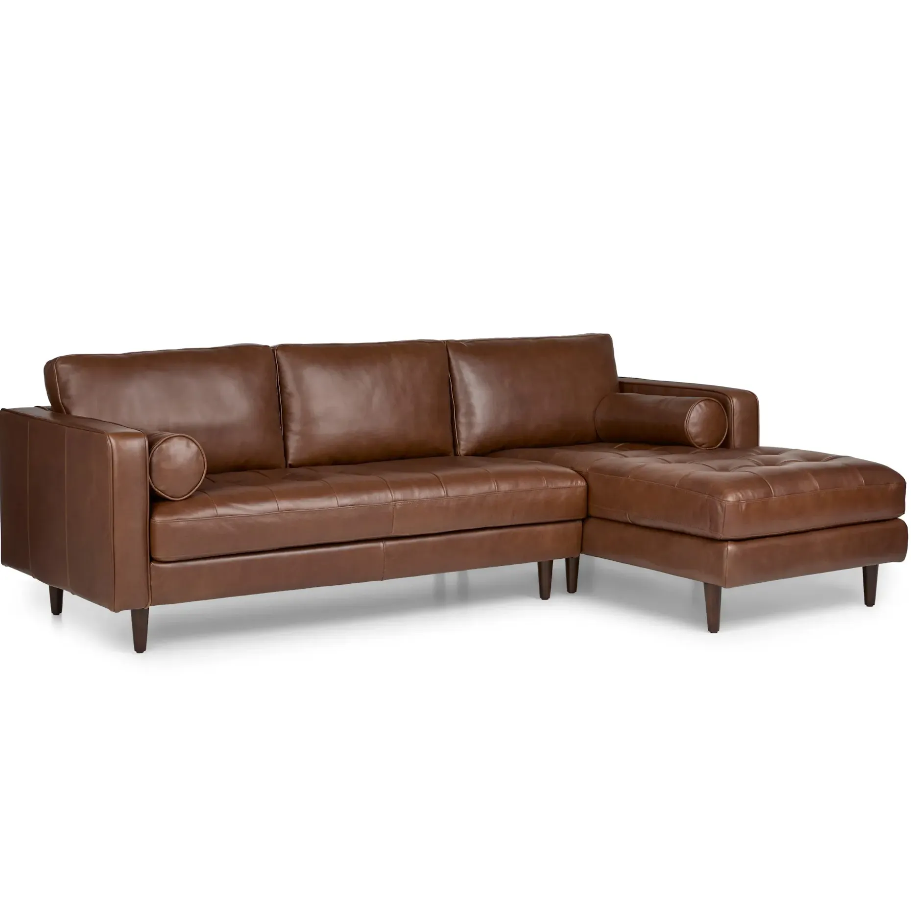 Sven 100" Tufted Leather Right Sectional - Taos Brown