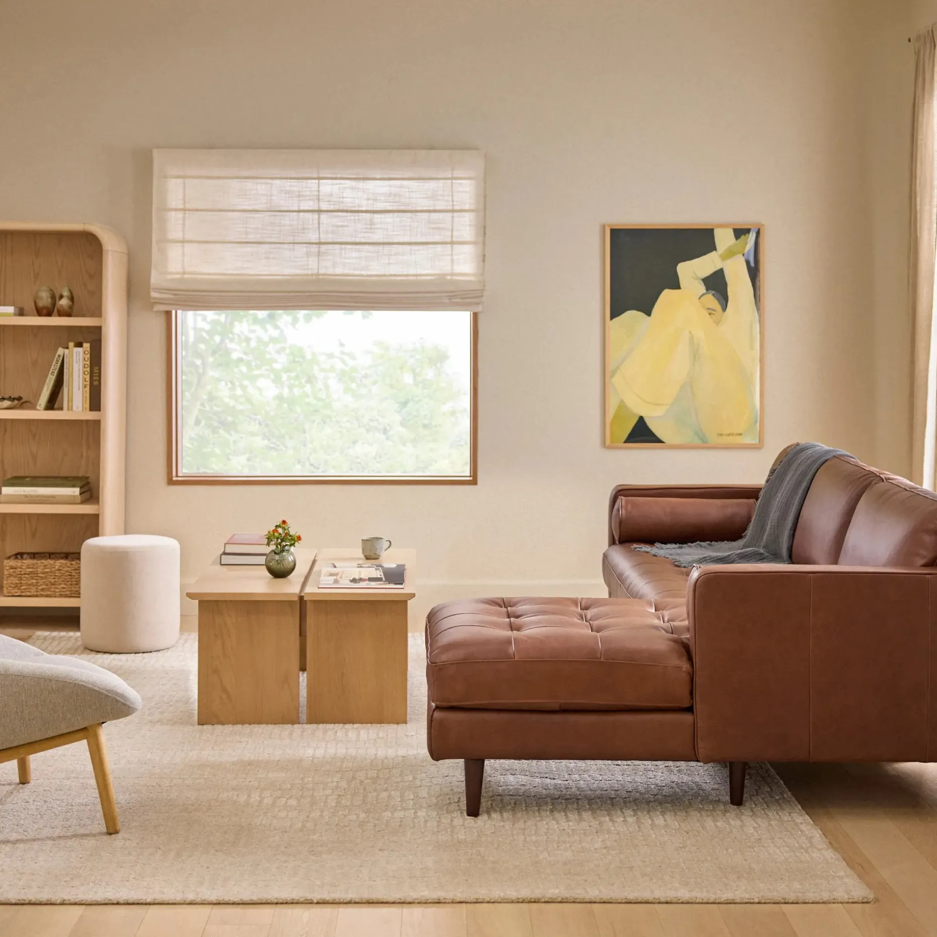 Sven 100" Tufted Leather Right Sectional - Taos Brown