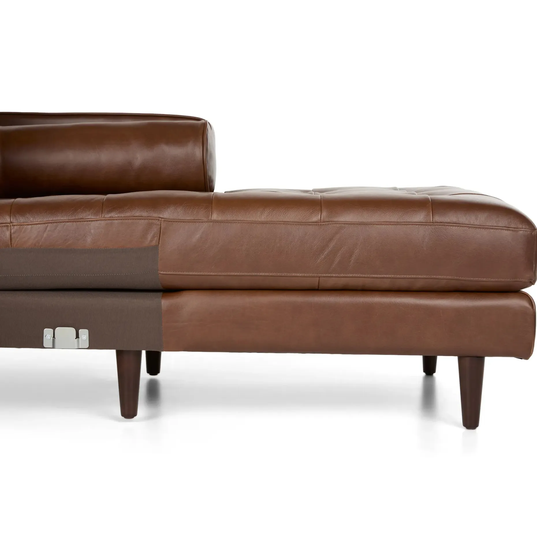 Sven 100" Tufted Leather Right Sectional - Taos Brown