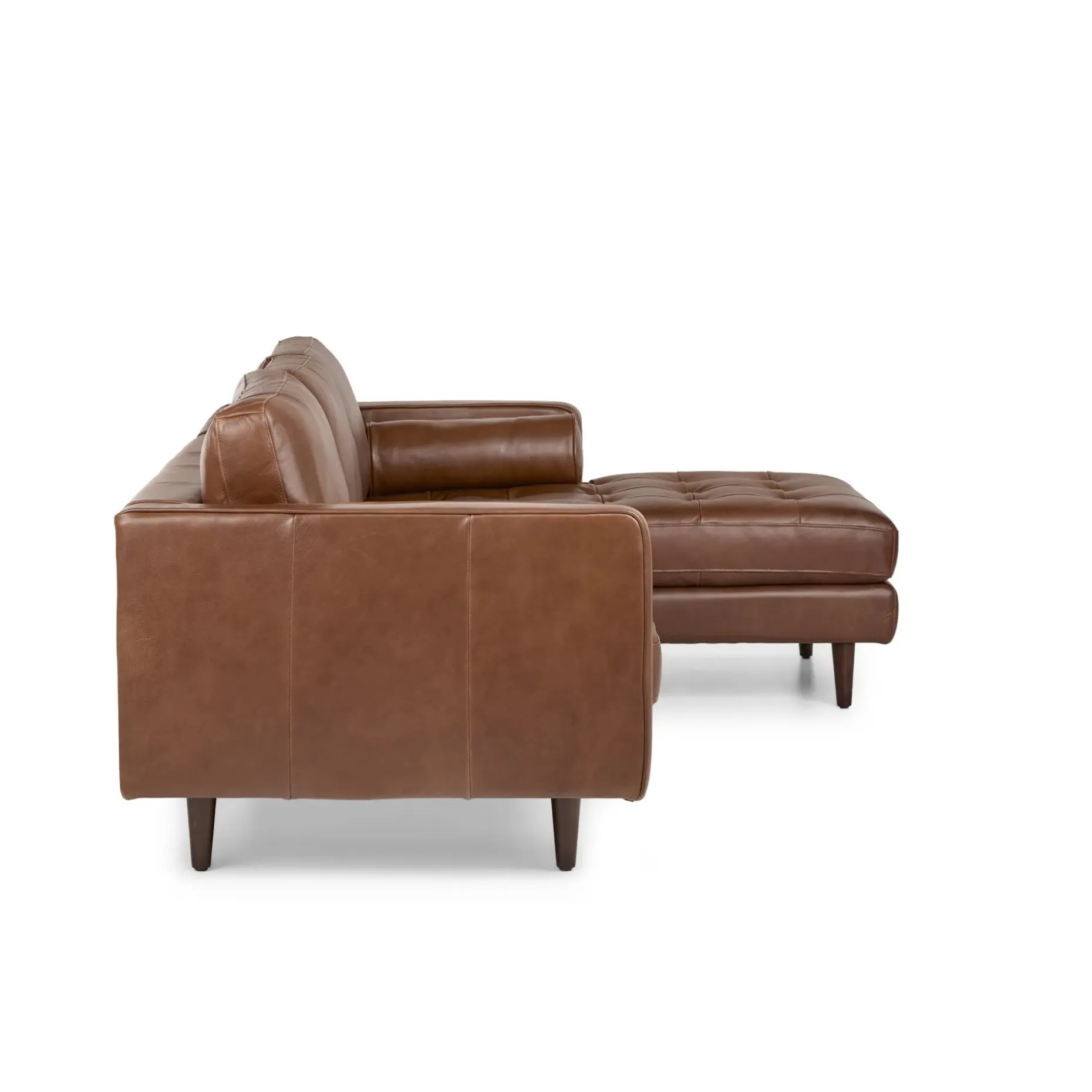 Sven 100" Tufted Leather Right Sectional - Taos Brown