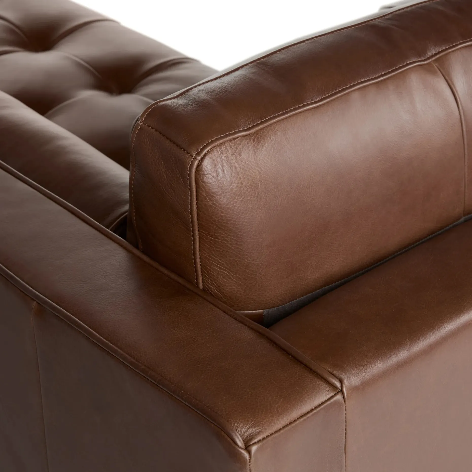 Sven 100" Tufted Leather Right Sectional - Taos Brown