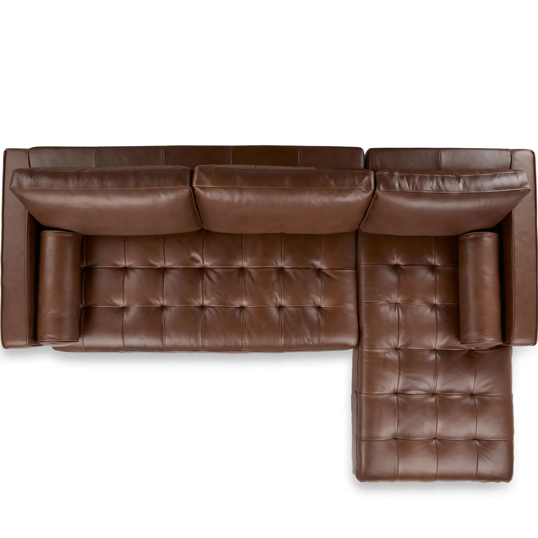 Sven 100" Tufted Leather Right Sectional - Taos Brown