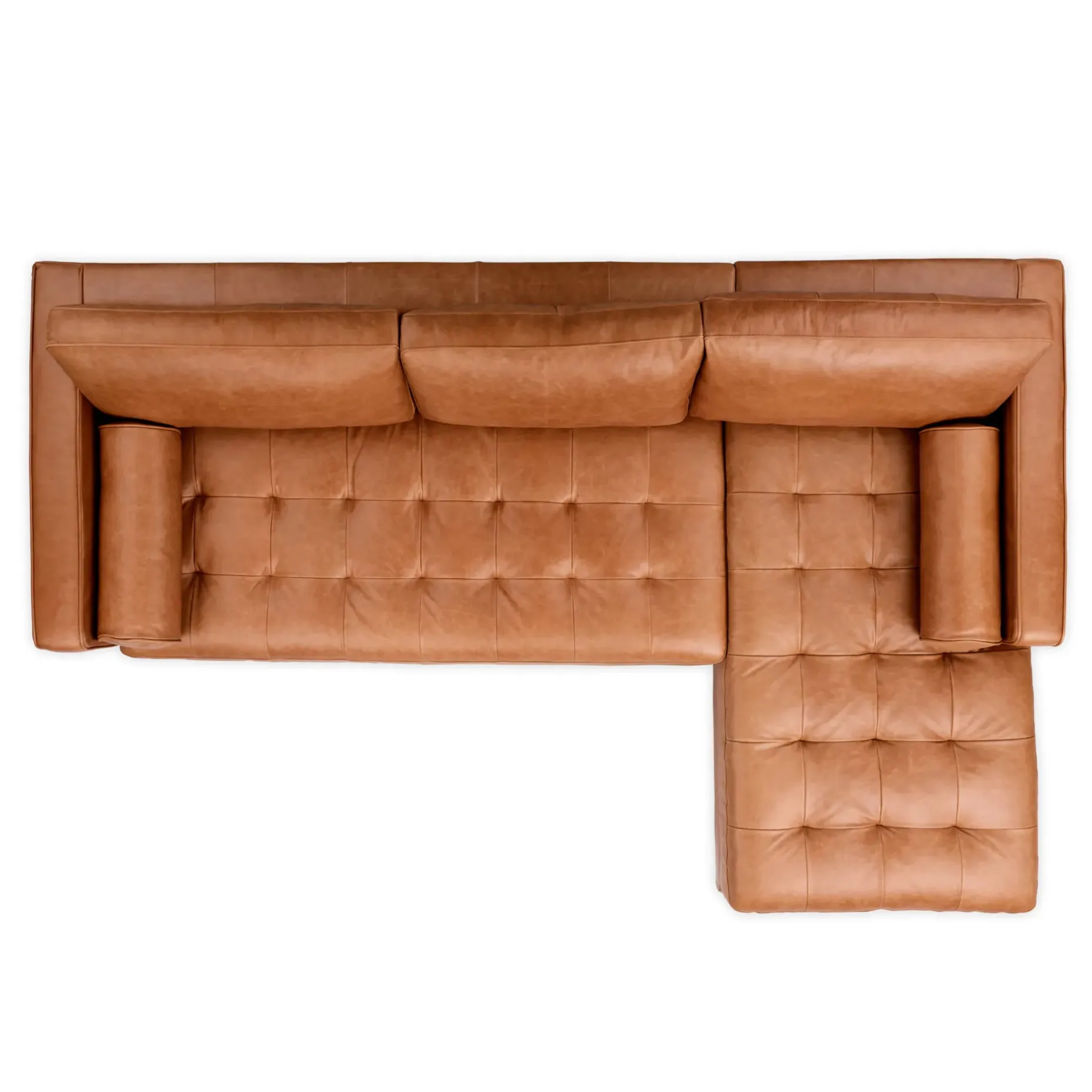 Sven 100" Tufted Leather Right Sectional - Salerno Tan