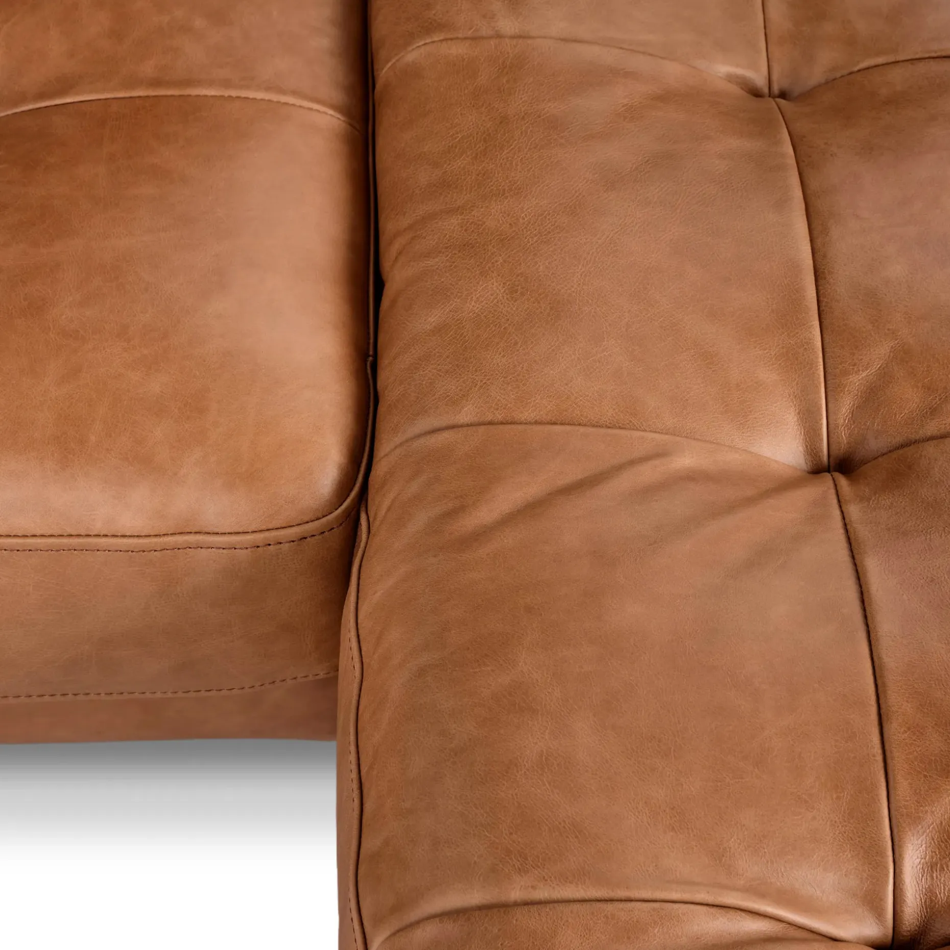 Sven 100" Tufted Leather Right Sectional - Salerno Tan