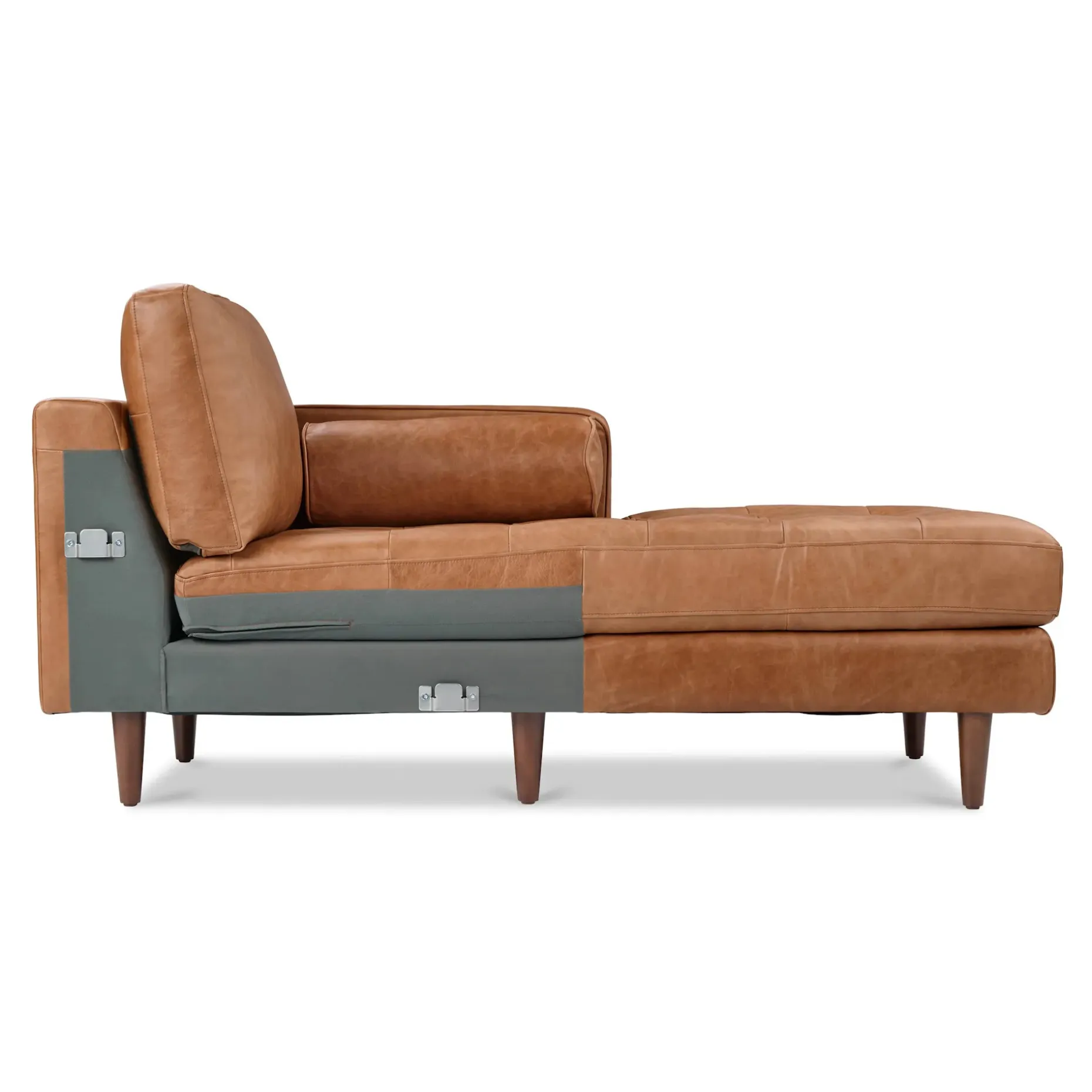 Sven 100" Tufted Leather Right Sectional - Salerno Tan