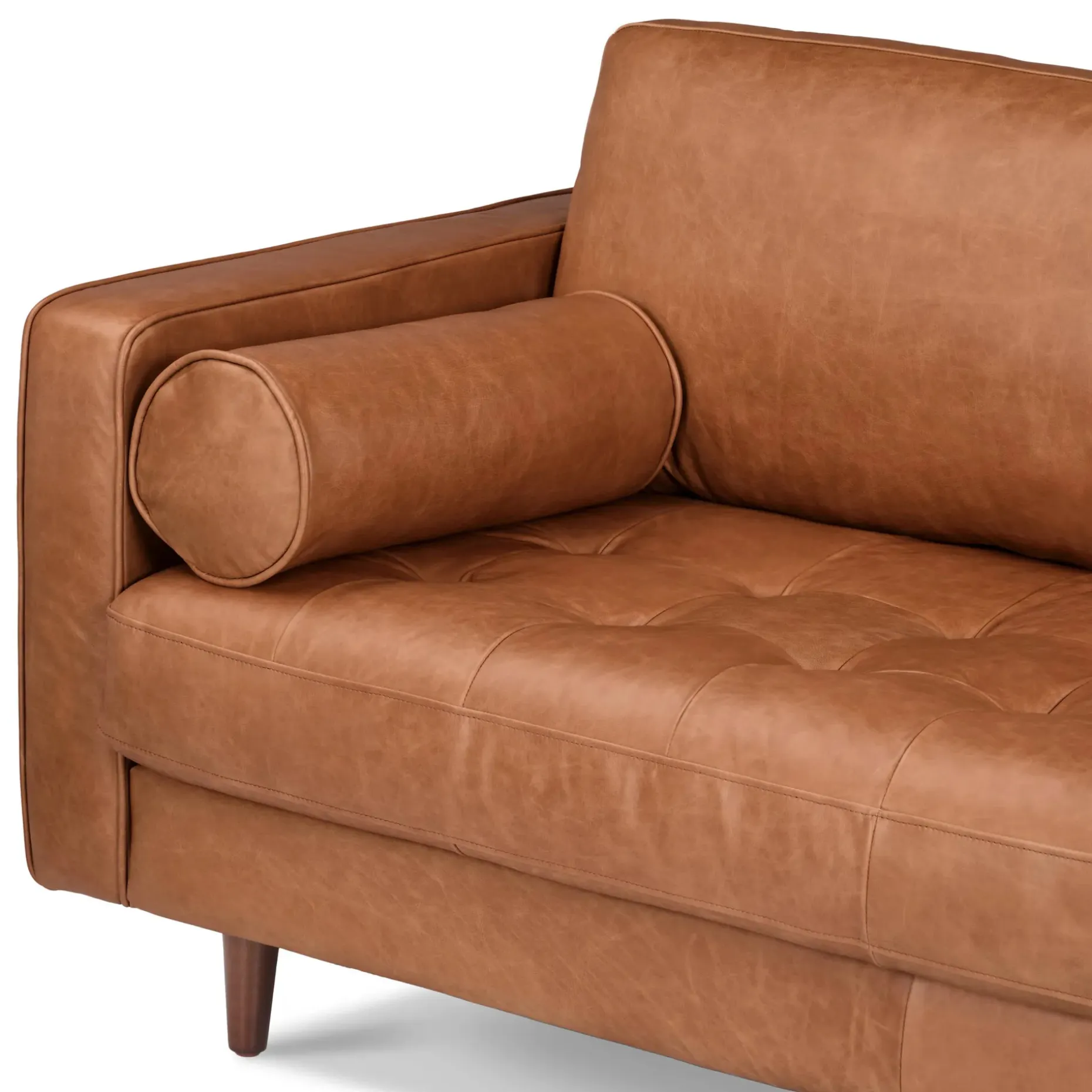 Sven 100" Tufted Leather Right Sectional - Salerno Tan
