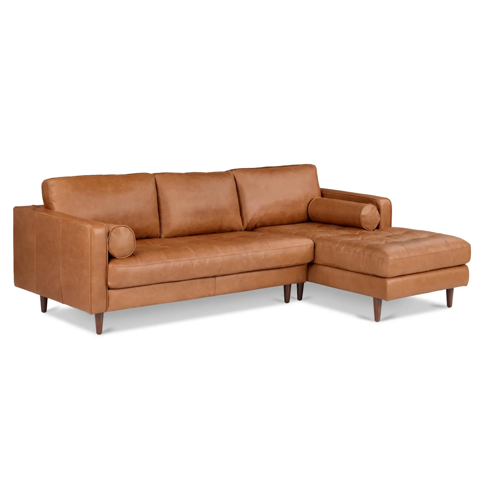 Sven 100" Tufted Leather Right Sectional - Salerno Tan
